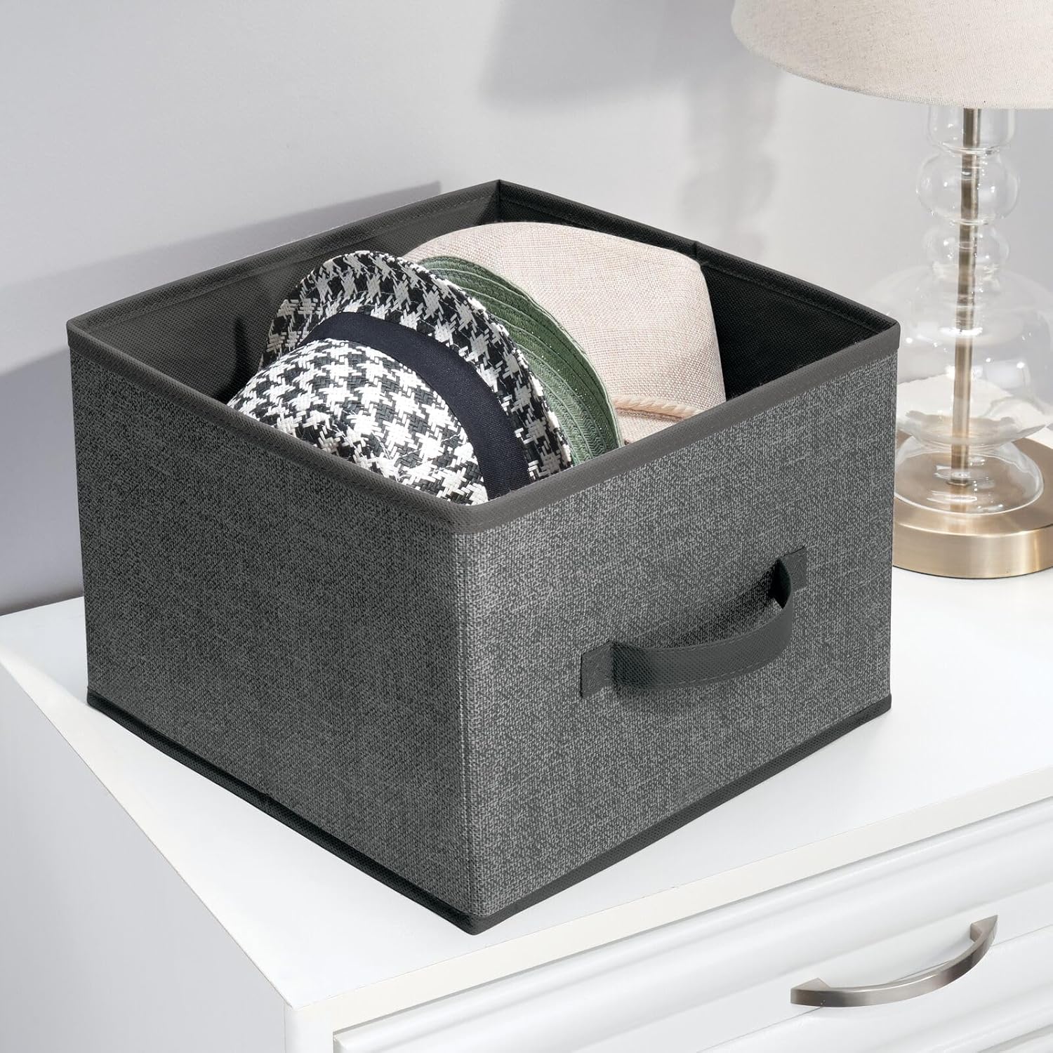 mDesign Contenedor de tela para organizador de cubos, cubo de almacenamiento plegable de tela, organizador de almacenamiento plegable para armario,