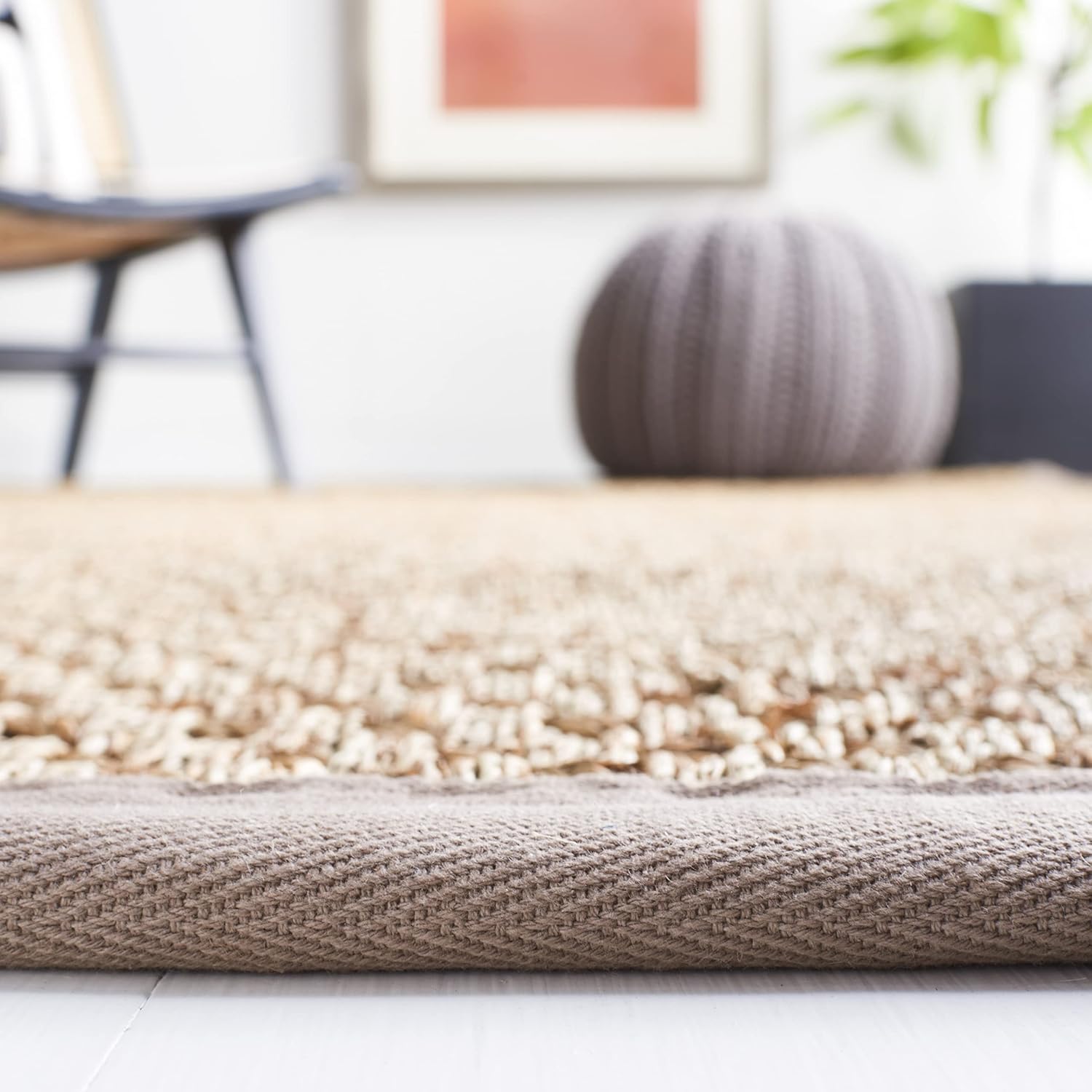 Safavieh NF114A Natural Fiber Collection – Alfombra de fibras naturales de patrón trenzado, varios colores (5 x 8 pies), Fibras naturales, Natural