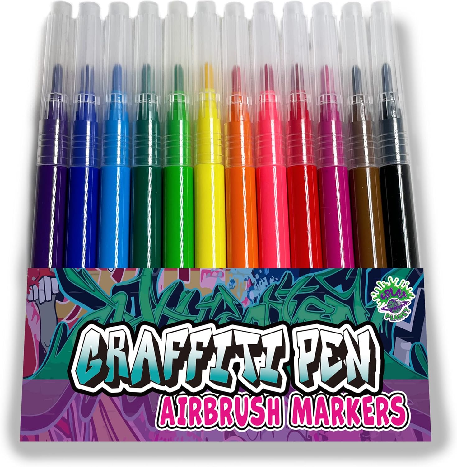 Splat Planet Paquete de recarga lavable de 12 colores para bolígrafo de graffiti, bolígrafo aerógrafo para niños – pintura y coloración