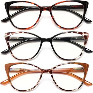 EYEURL Paquete de 5 lentes de lectura para mujer, diseño de ojo de gato, bloqueo de luz azul, lentes de computadora de moda con bisagra de resorte, EYEURL Paquete de 5 lentes de lectura para mujer, diseño de ojo de gato, bloqueo de luz azul, lentes de computadora de moda con bisagra de resorte,