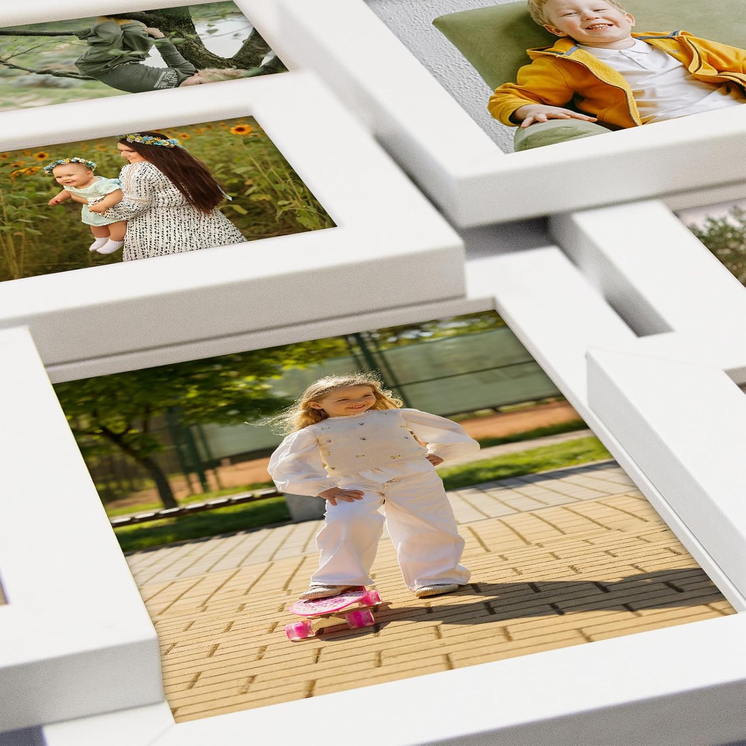 Marcos de fotos collage de 12 aperturas de Reunion Friends Family Memory Photo Frames Collage para decoración de pared, marco de fotos, selfie,