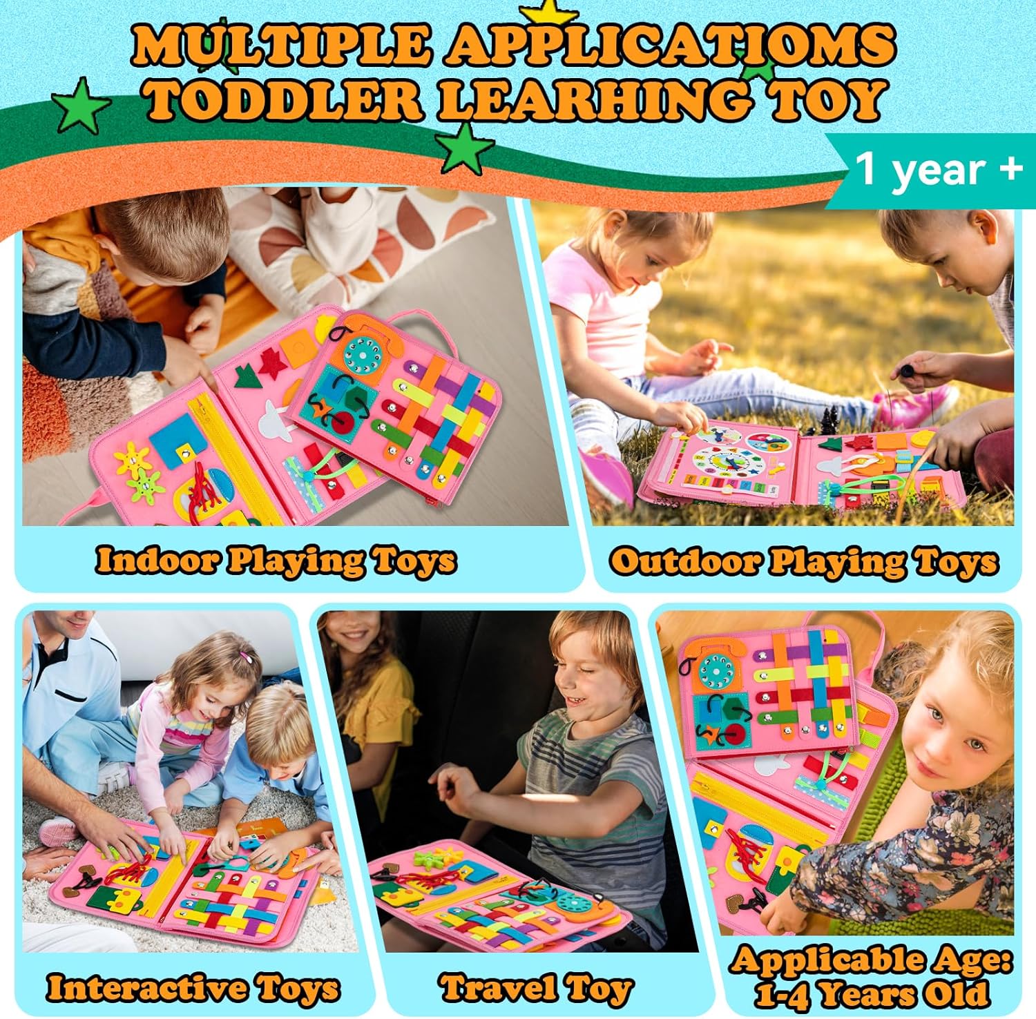 Busy Board – Juguetes Montessori para niños pequeños, actividades en avión, juguetes sensoriales para niños, tablero sensorial educativo para