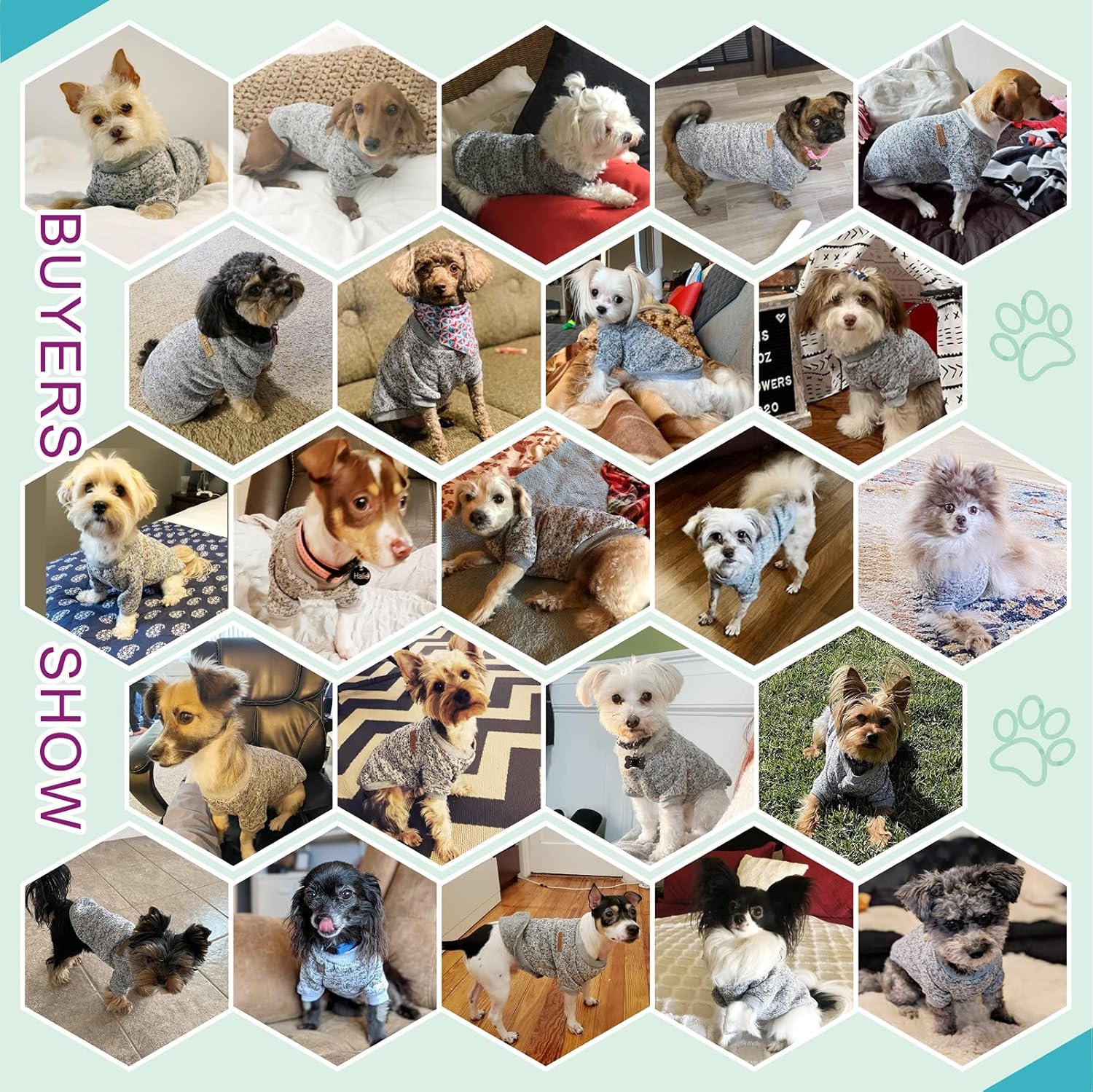 Jecikelon – Ropa para mascotas, suéter suave, cálido y grueso, suéter de invierno para perros (talla S, color gris)