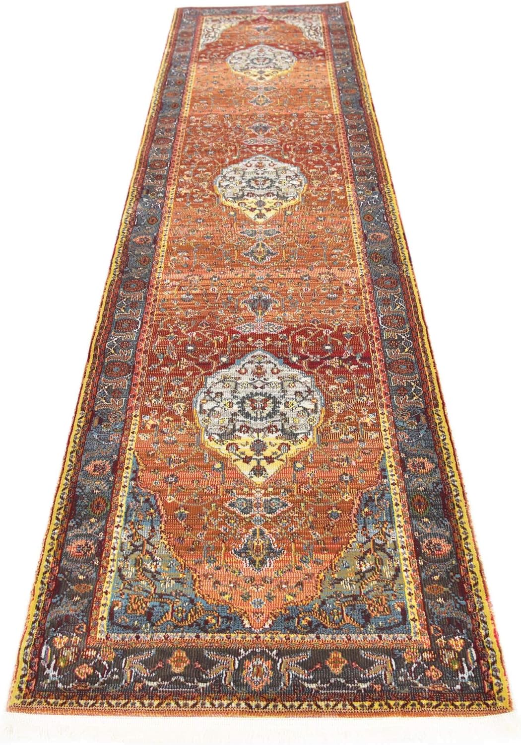 Unique Loom Baracoa Collection – Alfombra Miramar (2 pies 7 pulgadas x 10 pies, rojo óxidoazul)