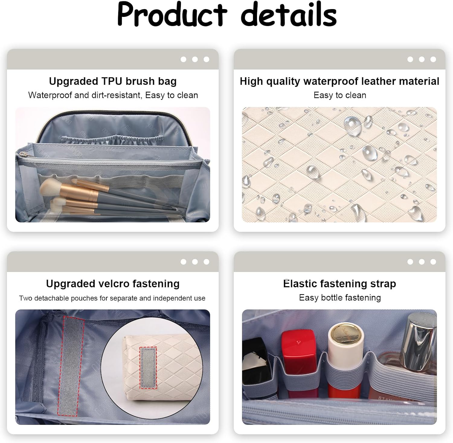 Bolsa de maquillaje organizadora de viaje para cosméticos juego de 3 bolsas de aseo de gran capacidad para mujeres, bolsa de maquillaje portátil con