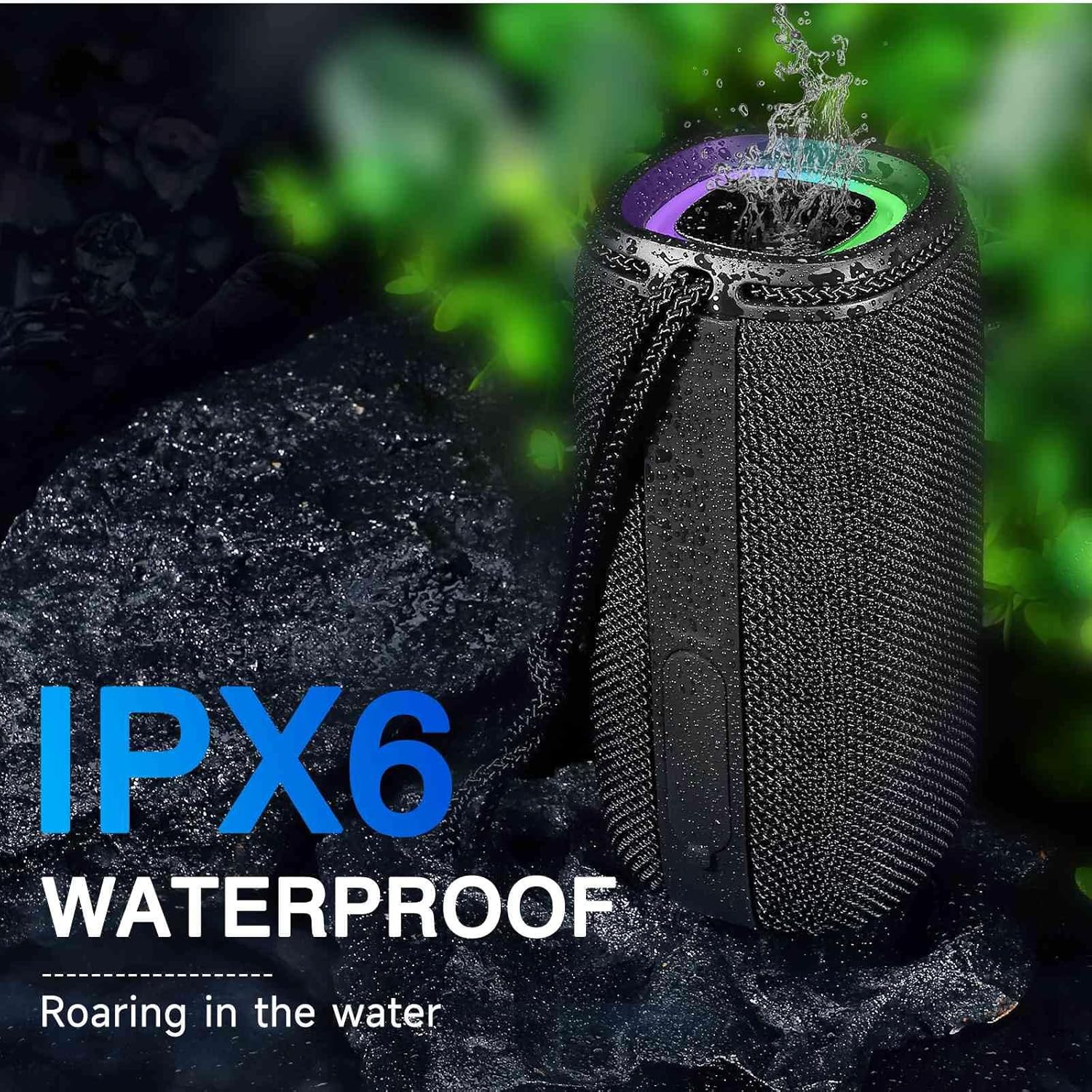 UrbanX Altavoz Bluetooth X808, IPX6 Altavoces impermeables Sonido envolvente HD de 360 con graves intensos, emparejamiento inalámbrico verdadero,