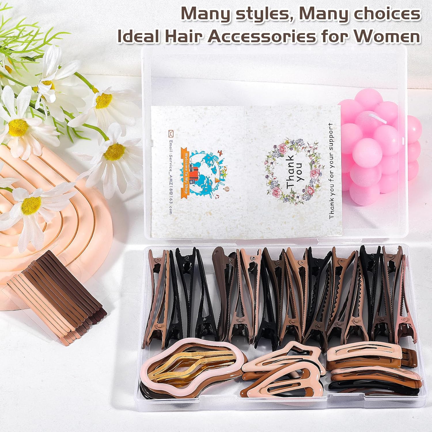 50 pinzas para el cabello para mujeres y niñas, pinzas de metal con pico de pato para el cabello, pasadores pequeños para cabello fino y fino,
