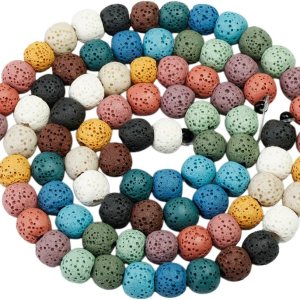 rockcloud Cuentas de piedras preciosas de piedra de lava de colores de 0.236 in, cuentas sueltas redondas de 14 pulgadas para hacer joyas, accesorios rockcloud Cuentas de piedras preciosas de piedra de lava de colores de 0.236 in, cuentas sueltas redondas de 14 pulgadas para hacer joyas, accesorios