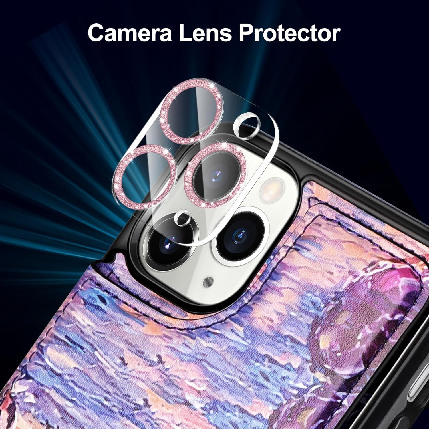 HianDier Funda compatible con iPhone 11 Pro con tarjetero para mujeres y hombres, con pulsera, protector de pantalla y funda para cámara para iPhone