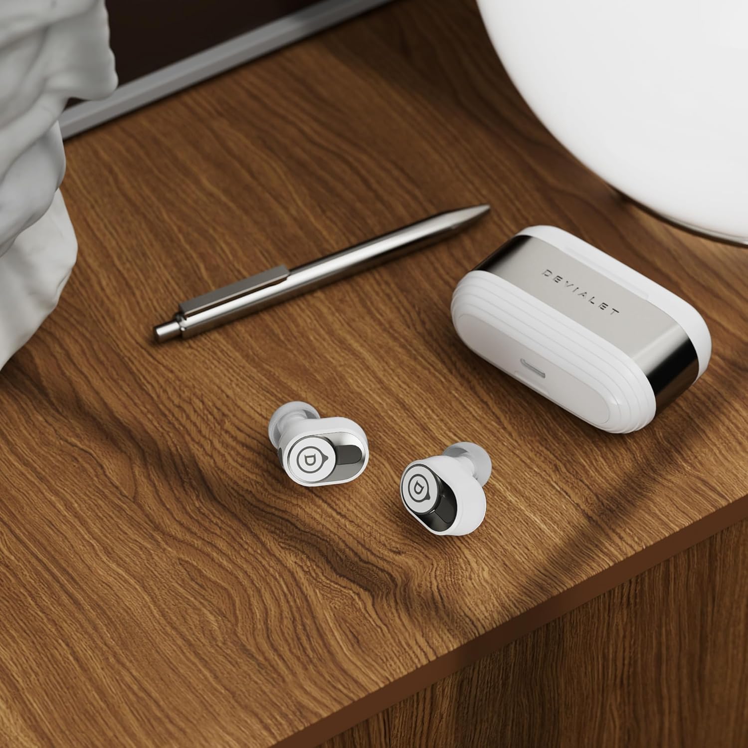 Devialet – Auriculares inalámbricos verdaderos – Gemini II – Blanco icónico – para música diaria y sonido de viaje – Cancelación de ruido – Ajuste