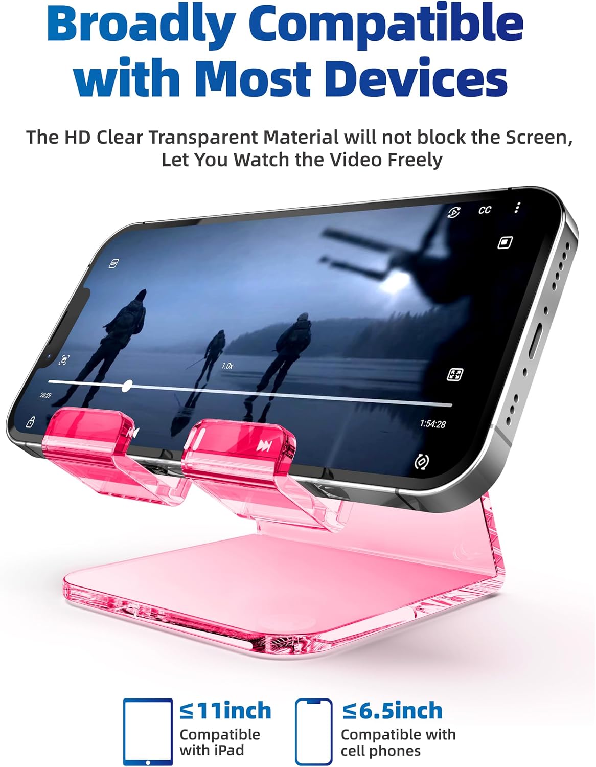 TOPGO Soporte acrílico para teléfono celular, soporte transparente para escritorio de oficina, tocador, encimera de cocina, mesita de noche,