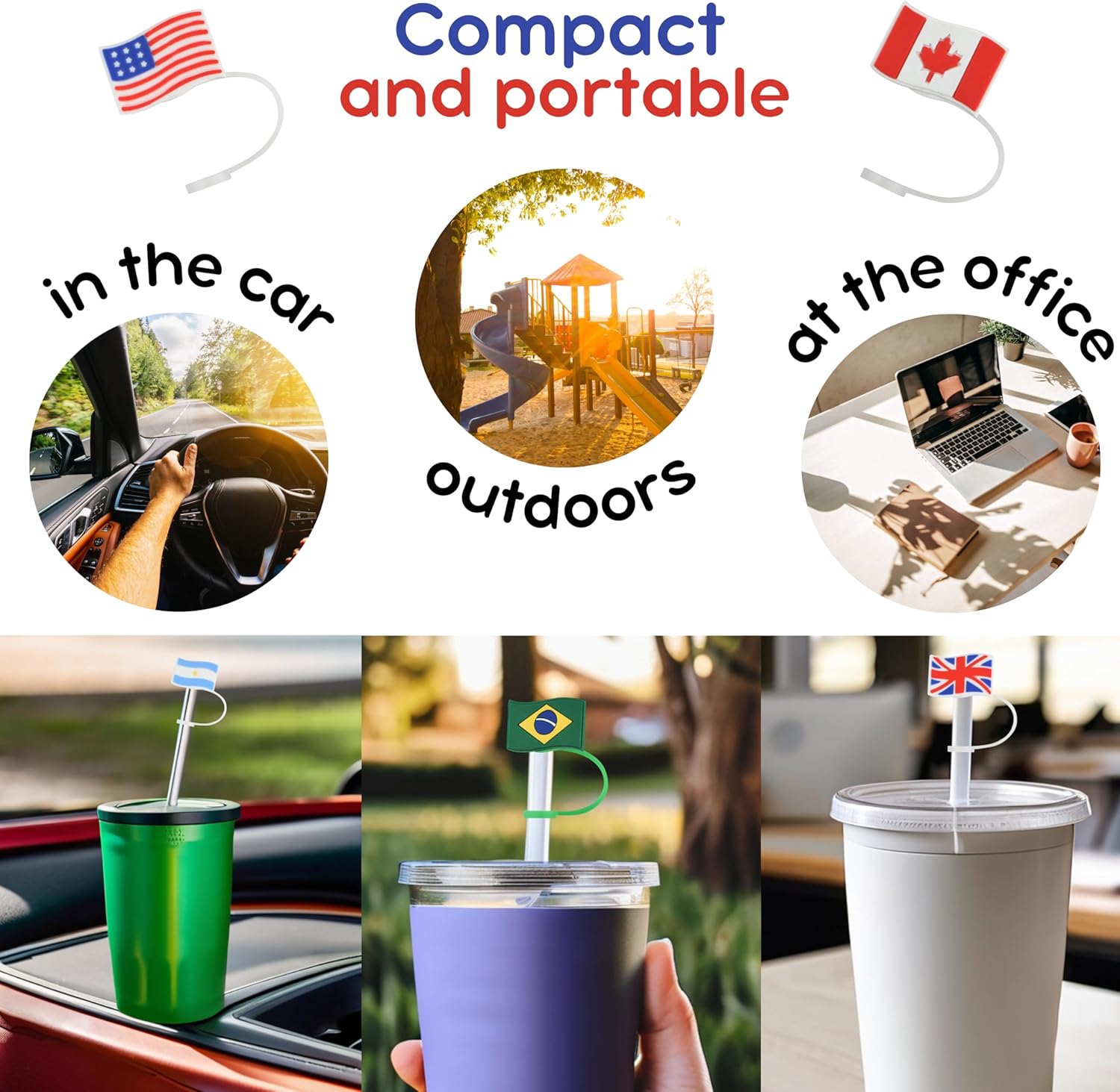 6 fundas para popotes Stanley, con temática de bandera de varias naciones para vasos de 30 y 40 onzas, a prueba de polvo, a prueba de derrames, para