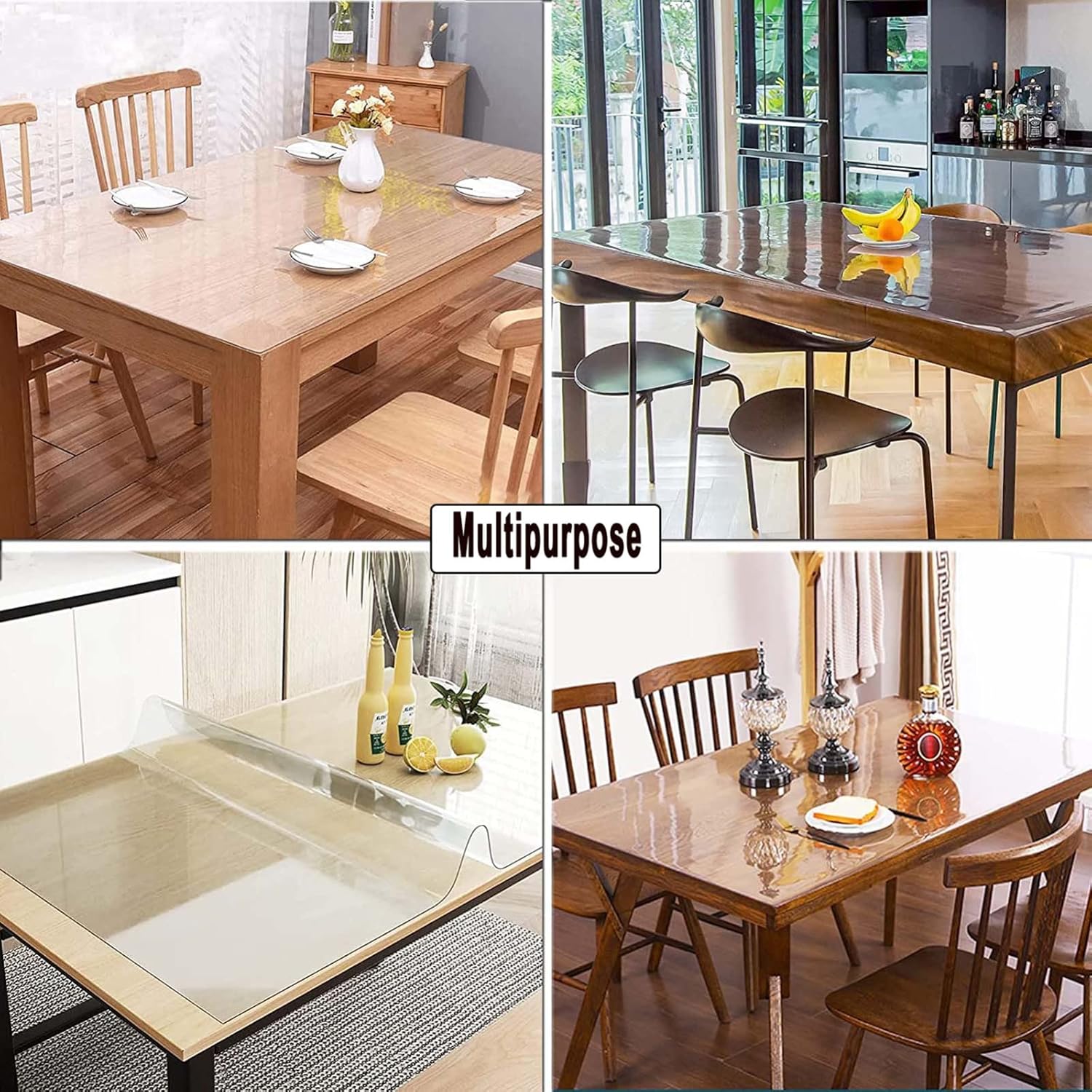 Protector de mantel de plástico transparente, almohadilla impermeable para escritorio de oficina, tapete de protección de mesa de comedor de café