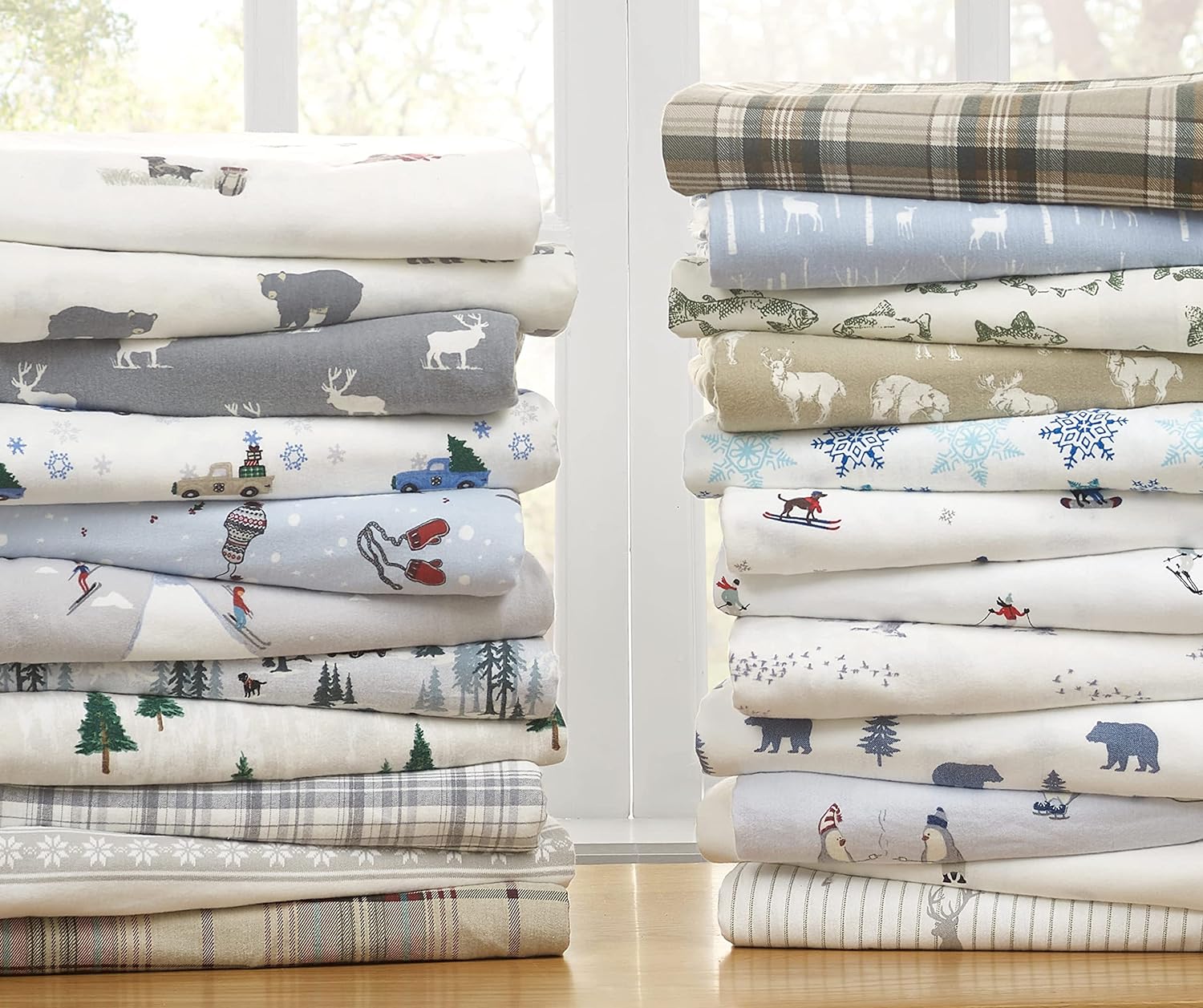 Eddie Bauer – Juego de sábanas de tamaño Queen, de franela de algodón, cepillado para mayor suavidad, acogedora decoración para el hogar (Skating