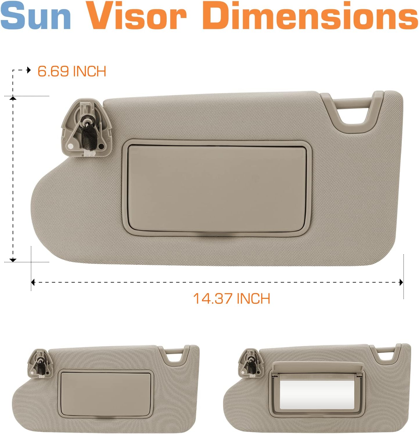 Visera parasol beige para lado izquierdo del conductor y del pasajero derecho con luz, sin techo corredizo para Altima 2013 2014 2015 2016 2017