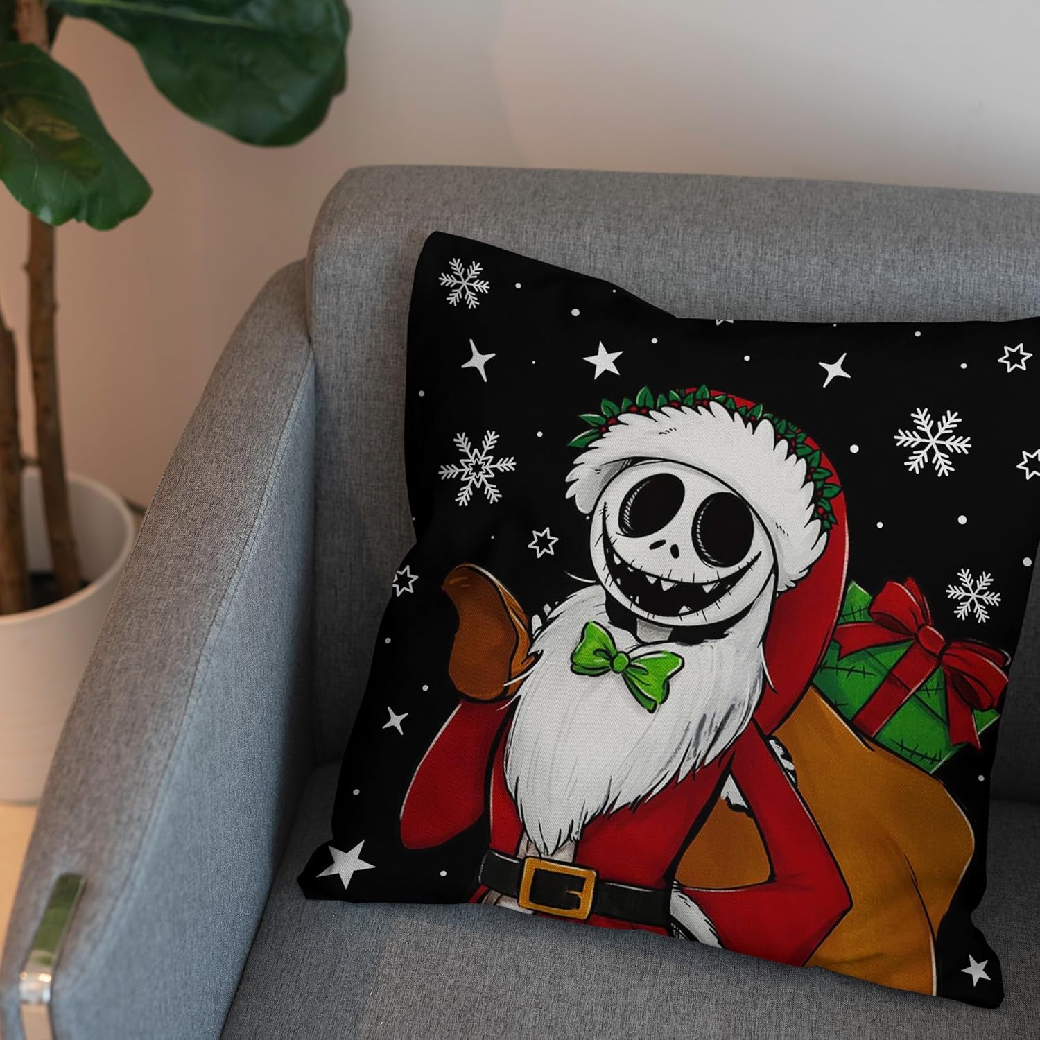 Funda de almohada de Navidad de El extraño mundo de Jack y Sally, decoración navideña para el hogar, fiesta, sofá, dormitorio