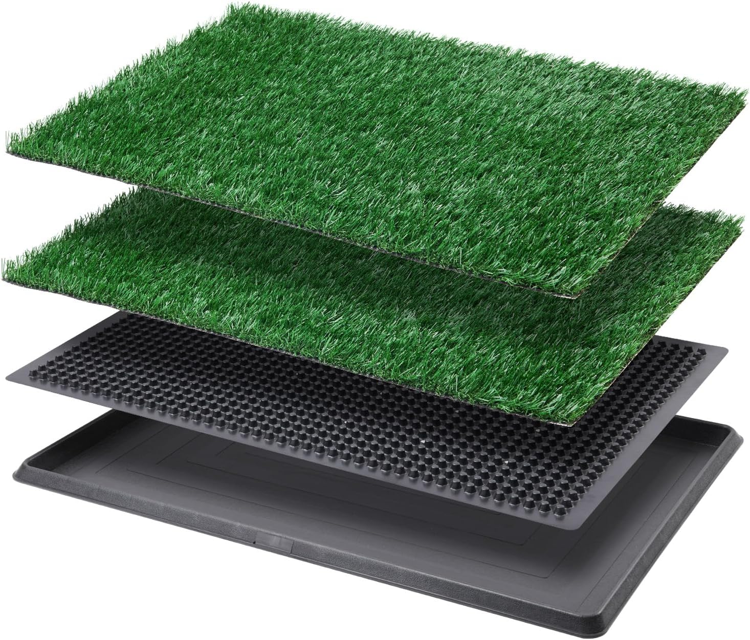 LOOBANI Almohadilla de césped para perros con bandeja grande, orinales para interiores para entrenamiento de apartamentos y patio, con 2 paquetes