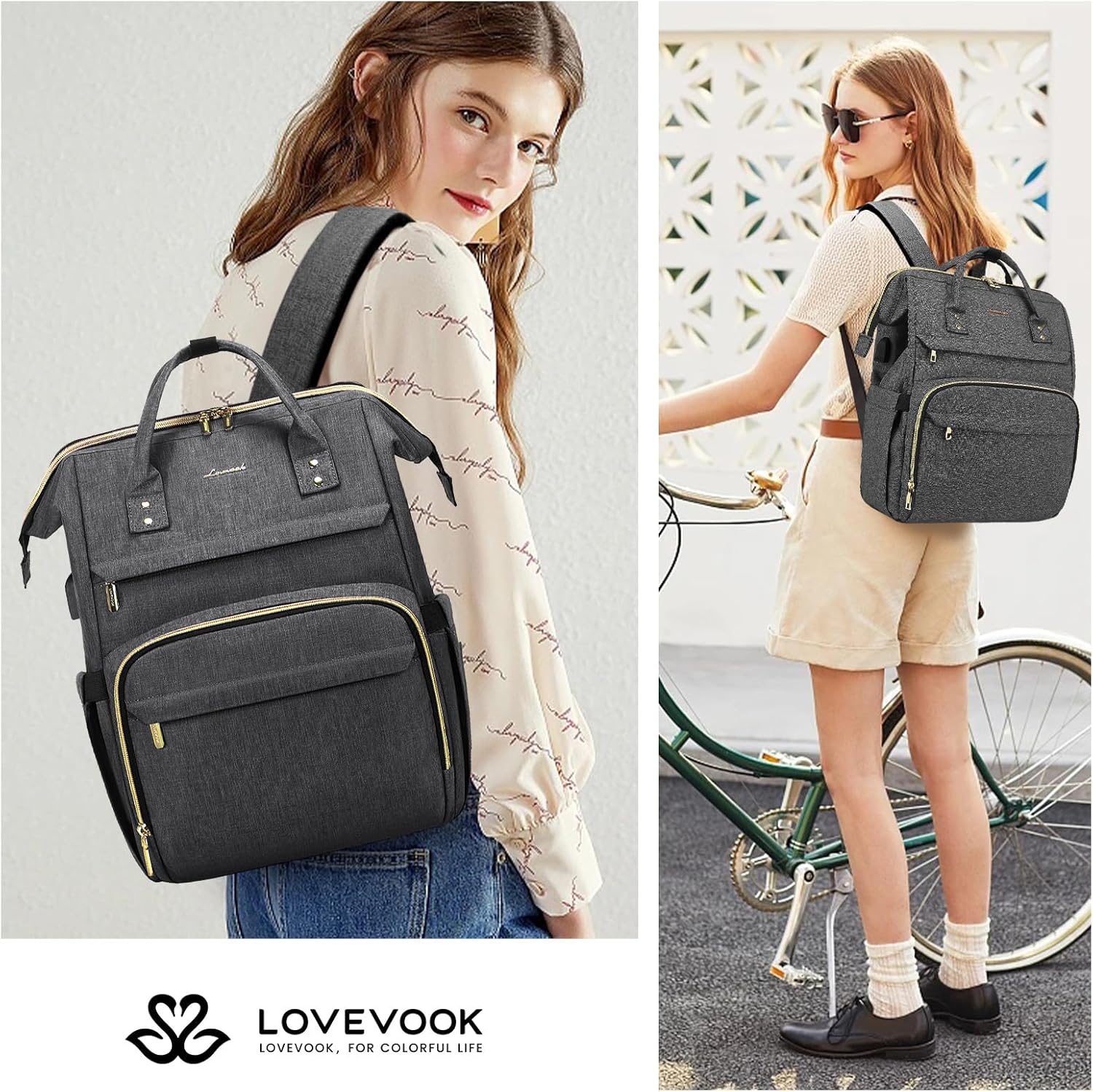 LOVEVOOK Mochila para laptop para mujer, mochila profesional de 17 pulgadas para mujer, mochila de viaje para computadora, laptop, mochila para