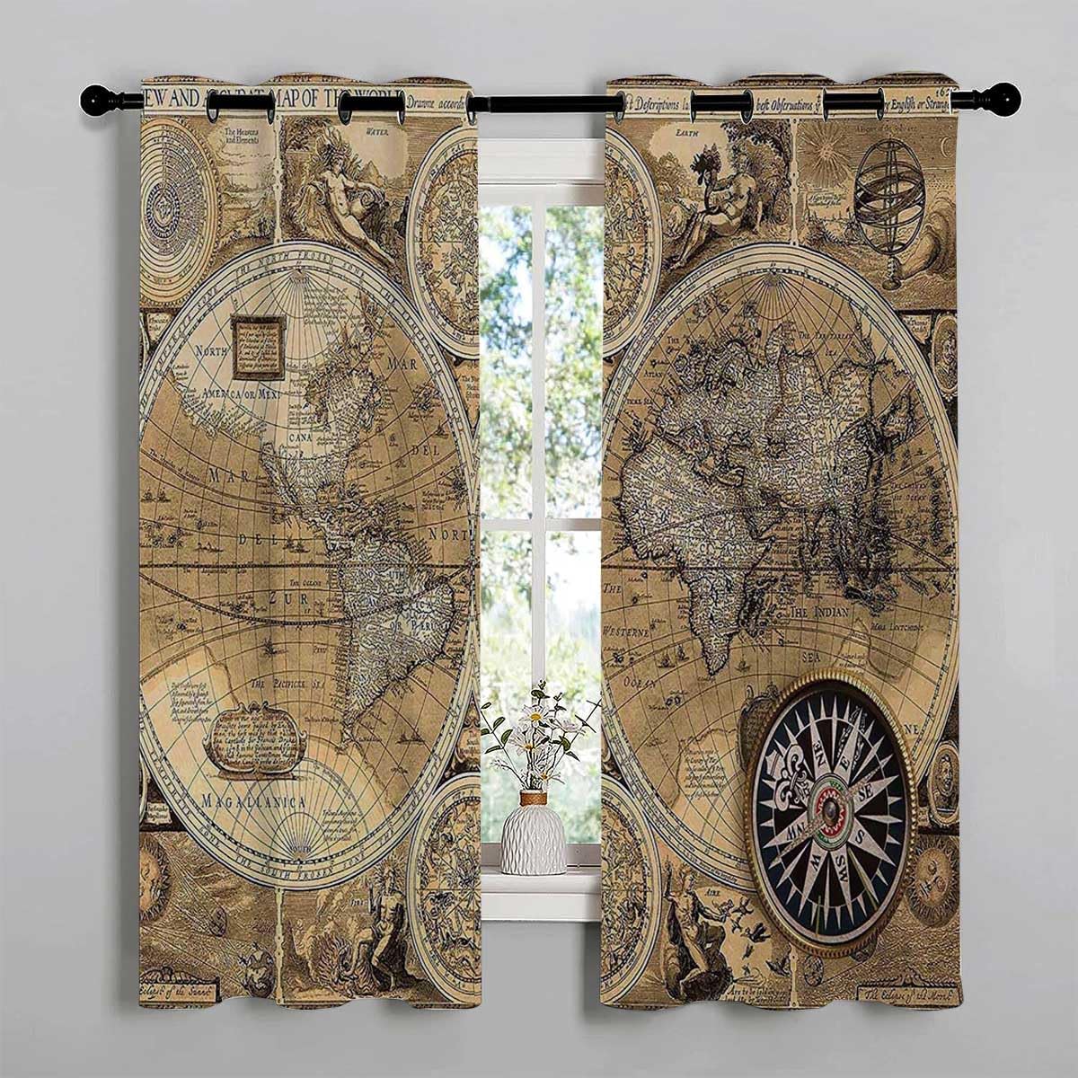 YANFENQI Cortinas de ventana con ojales, cortinas cortas para puerta de garaje, cortinas para Ventanas de Cuarto 55 pulgadas de ancho por 45