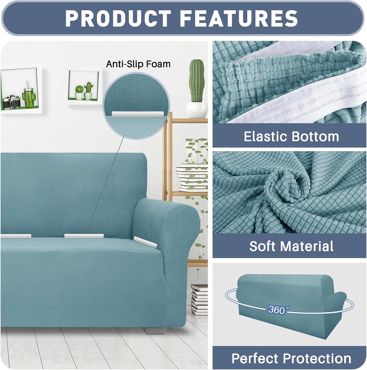 JIVINER – Fundas de sofá de alta elasticidad para sillón de 3 plazas, fundas de sofá elásticas de jacquard de 1 pieza, fundas para sofá