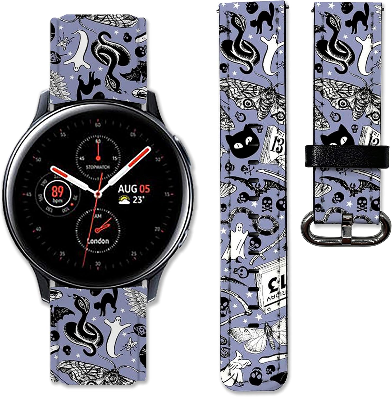 Correa de cuero compatible con Samsung Galaxy Watch 3 Active 2 de 1.575 pulgadas, 1.614 pulgadas, 1.654 pulgadas, 1.772 pulgadas, 1.772 pulgadas,
