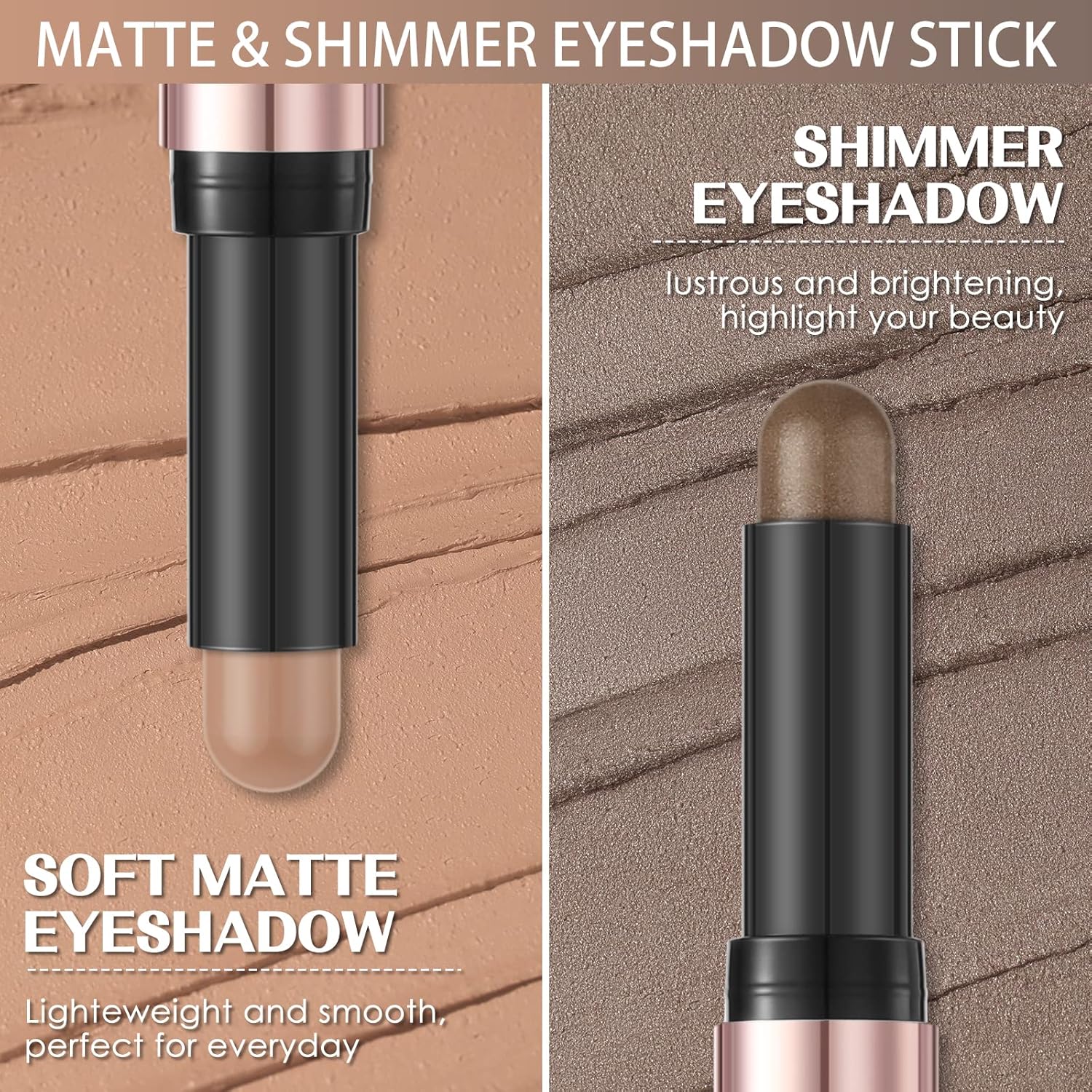 FOCALLURE 2 lápices de sombra de ojos sin arrugas, lápiz de sombra de ojos en crema brillante y mate, larga duración, impermeable, iluminador de