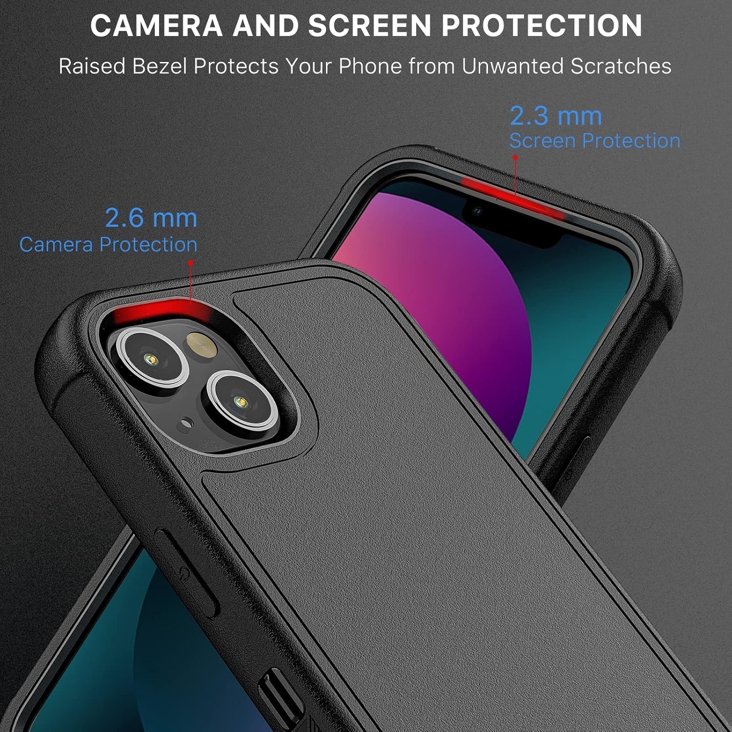 MYBAT PRO Maverick Series – Funda a prueba de golpes, para iPhone 13, con funda de clip para cinturón y vidrio templado, 6.1 pulgadas, resistente