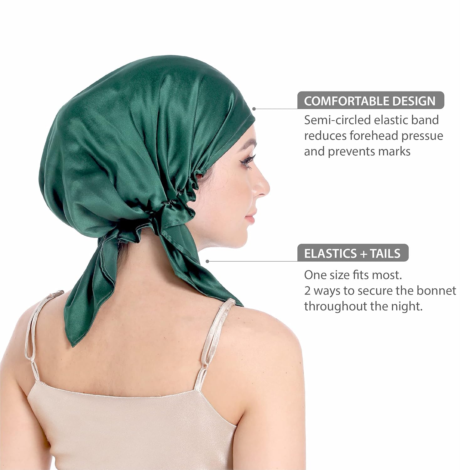 Gorro de seda 100% para dormir, gorro de pelo con banda de corbata, gorro de seda grande para cabello rizado, envoltura de seda para el cuidado del