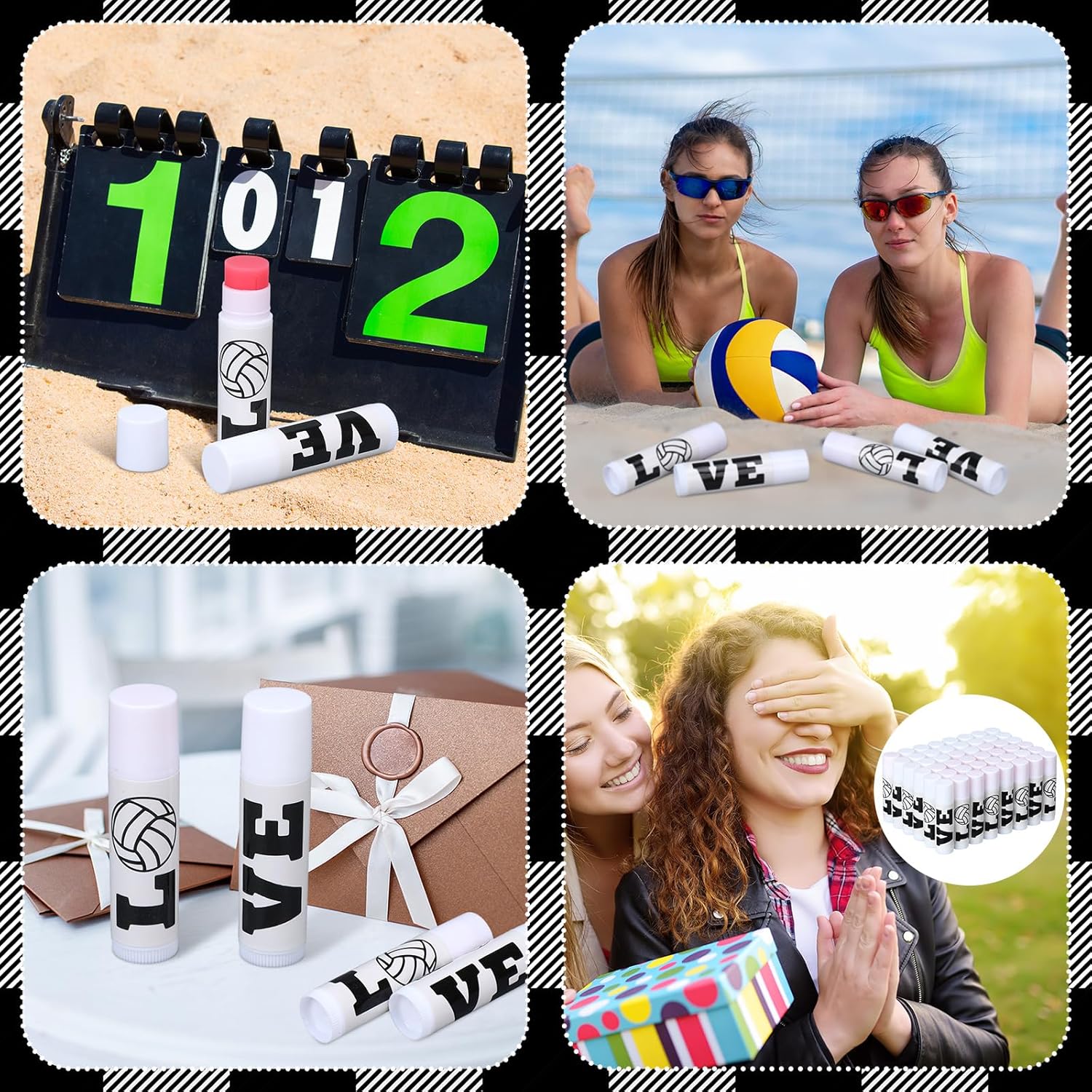 Heigble 50 unidades de bálsamo labial hidratante de voleibol a granel con ingredientes naturales, bálsamo labial a granel, cestas de regalos a