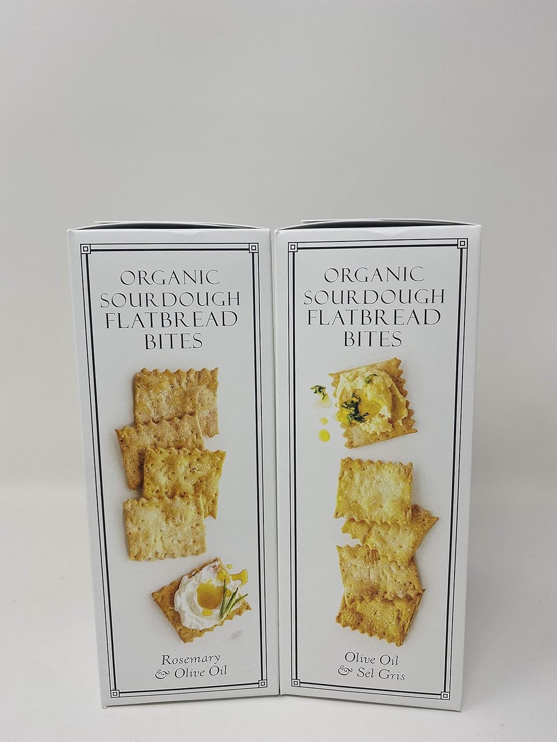 Rustic Bakery Crackers Organic Romero Sourdough Gourmet Flatbread Bite Tamaño Dos Veces Horneado Variedad Bundle  Aceite de oliva y Sel Gris, romero