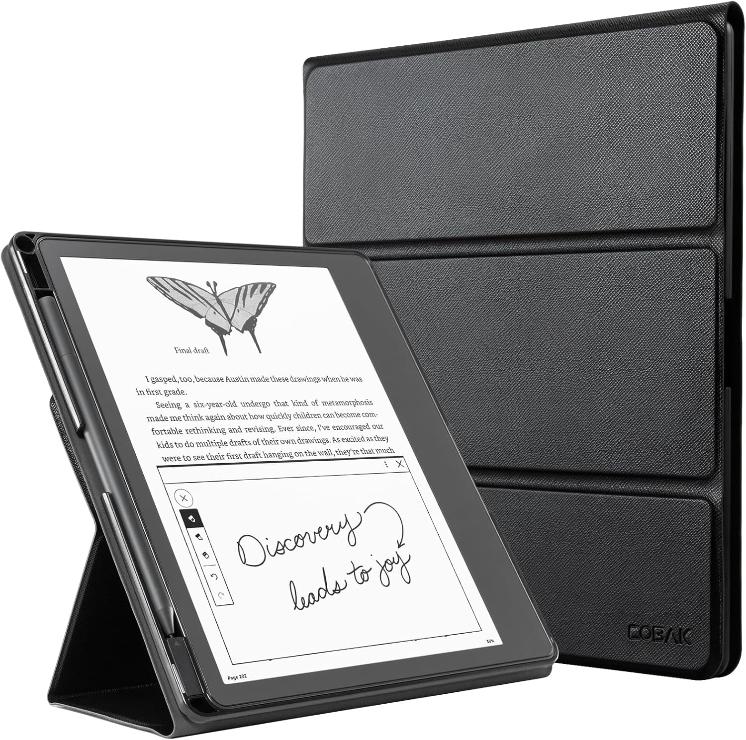 CoBak Funda con soporte para Kindle Scribe  Funda de piel prémium con soporte para bolígrafo, función de apagado y encendido automático y función de