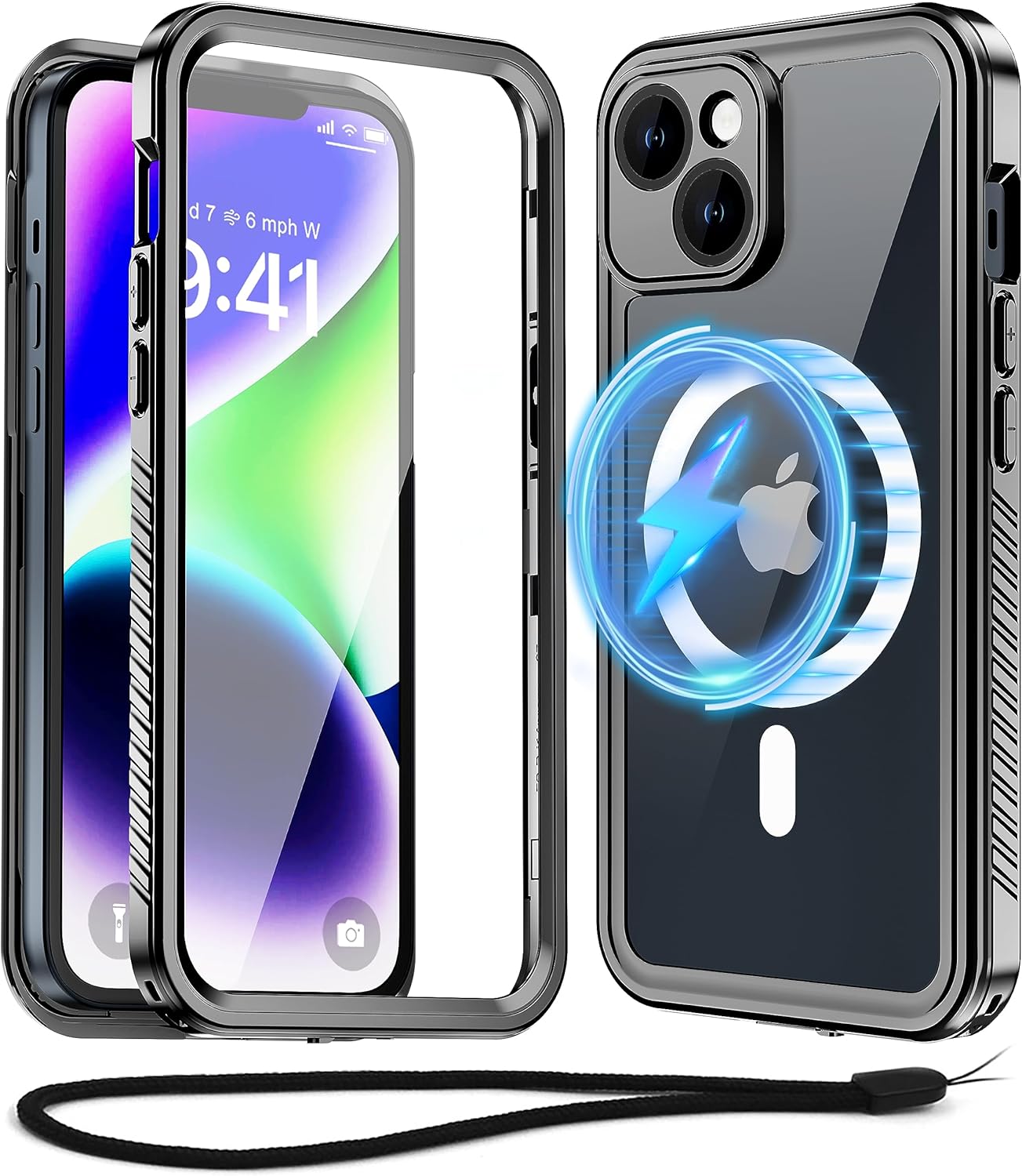 Beasyjoy Funda impermeable para iPhone 14, a prueba de golpes, a prueba de polvo 360, funda magnética de cuerpo completo con protector de pantalla