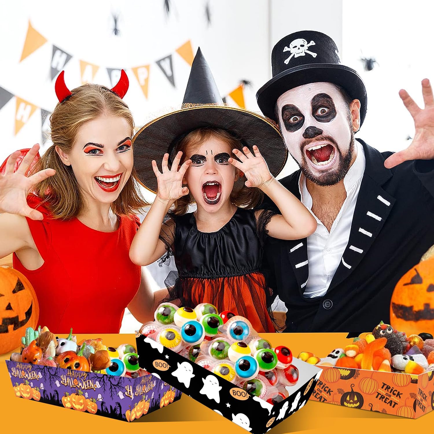 Suministros para fiesta de Halloween, 60 bandejas de papel de Halloween, bandejas de aperitivos para dulces de Halloween, bandejas para Halloween,