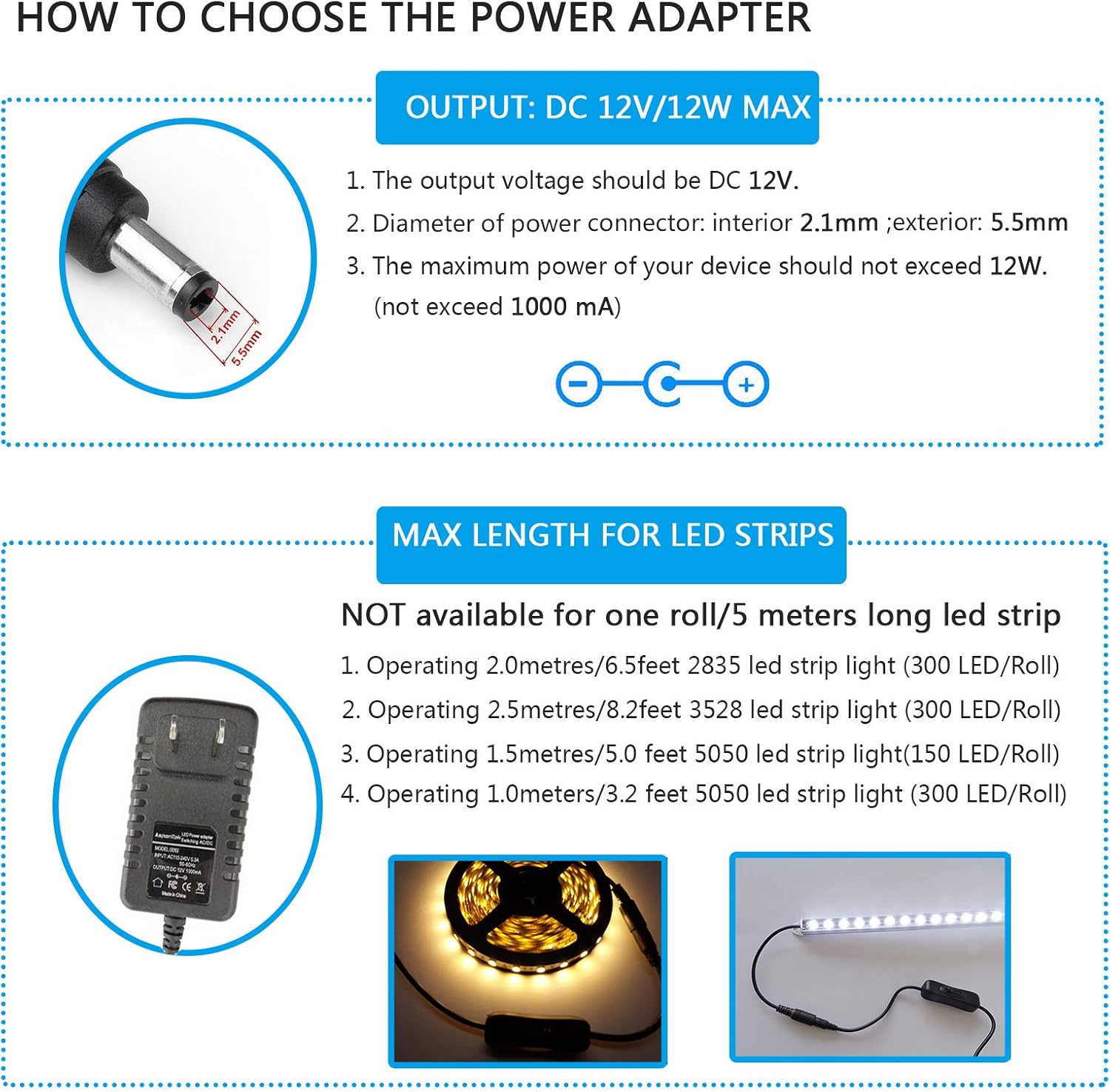 adaptador de fuente de poder CC de 12V, con interruptor ONOFF para iluminación LED de 12V., negro, AT-12V1A-12W, 12.00watts, 12.00 volts
