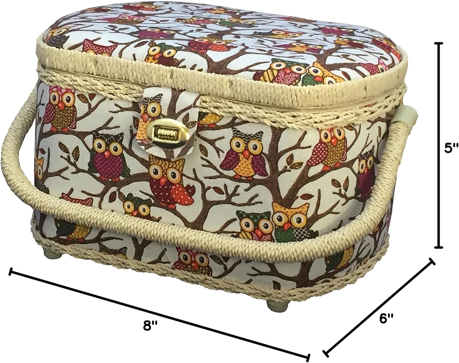 Michley Cesta de coser grande con diseño de búho y kit de costura de 41 piezas, 10.5 x 8 x 6.7 pulgadas