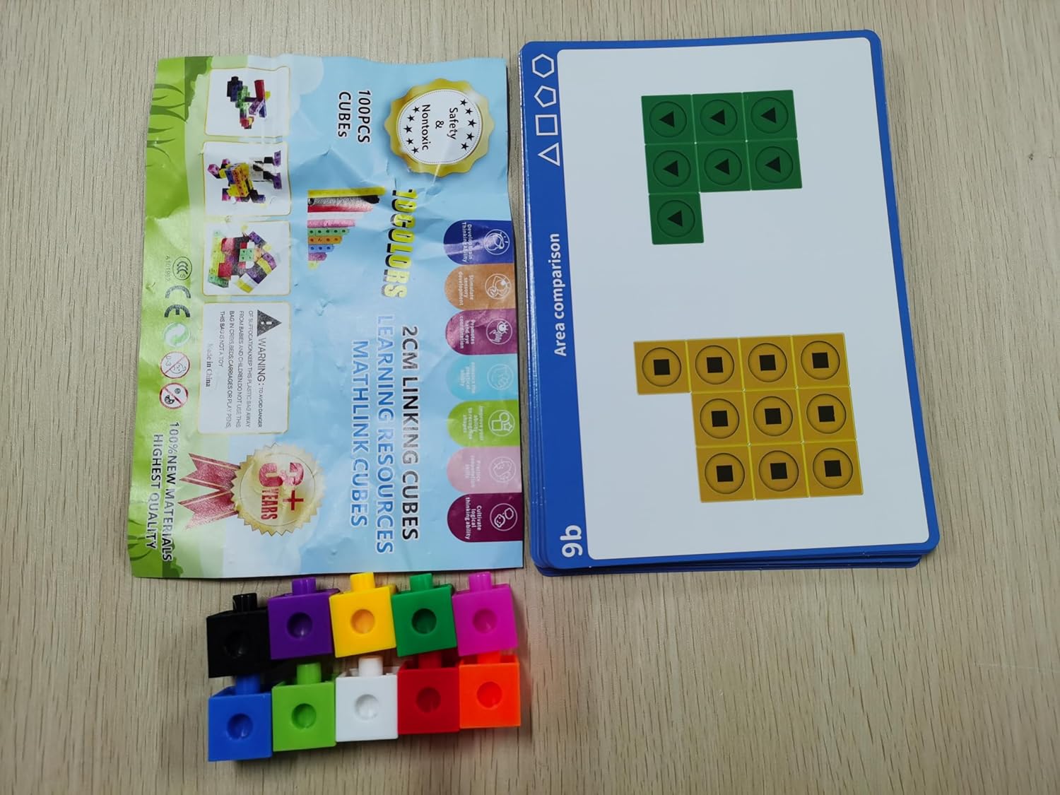 Jenaai 500 cubos de vinculación con 18 piezas de tarjetas madre, cubos de conteo de plástico, cubos de matemáticas coloridos, manipulativos de