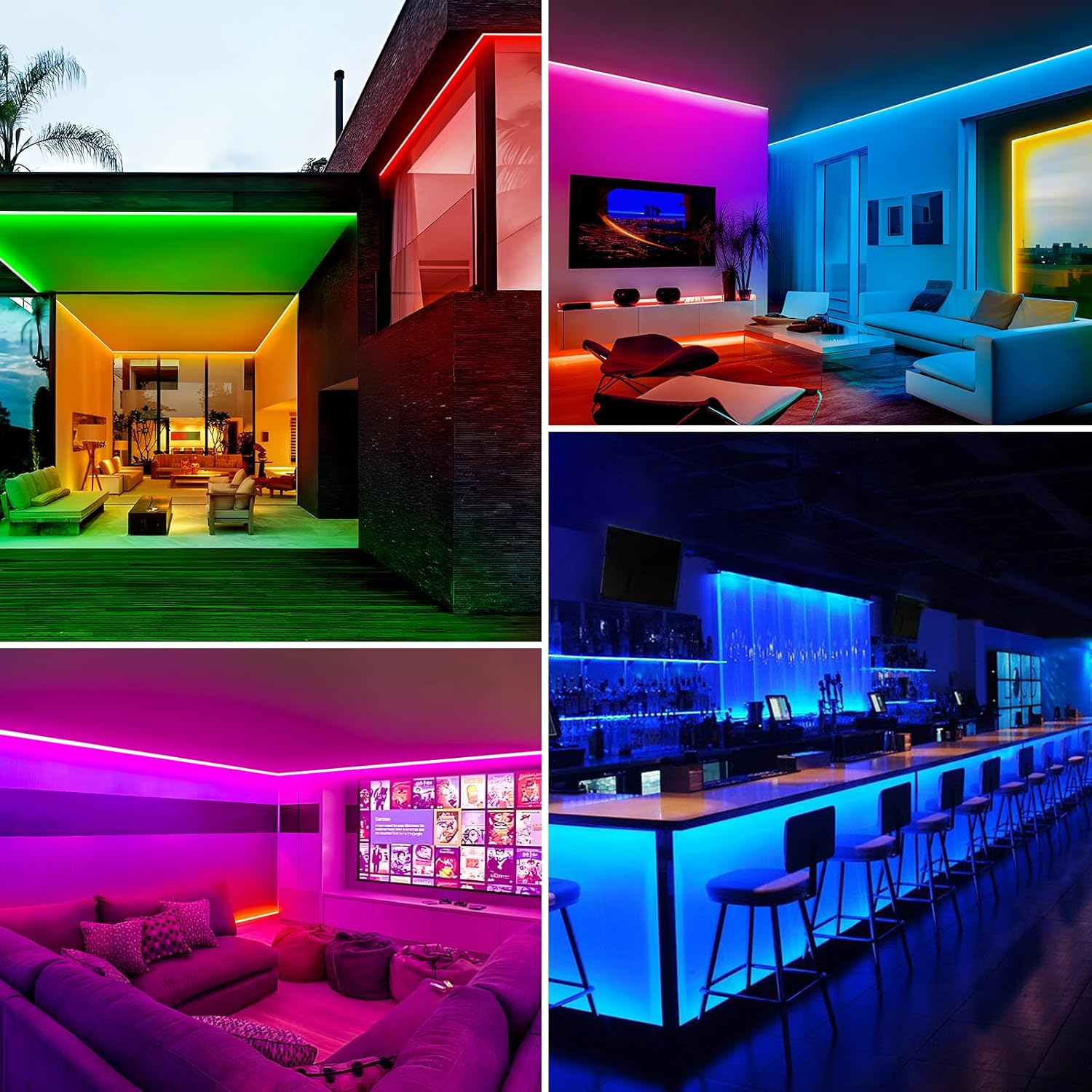Shine Decor AC120V Lite – Tira LED RGB, 4F resistente al frío IP65, impermeable, control remoto, iluminación de tira multicolor, regulable de