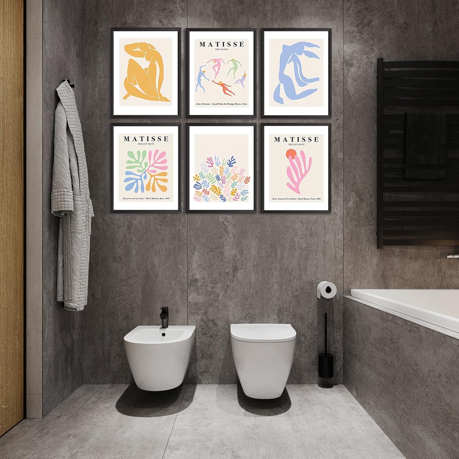 Comfrey Matisse – Juego de 6 pósteres de arte de pared, minimalista, arte de pared danés, pastel, estético, decoración de habitación para sala de