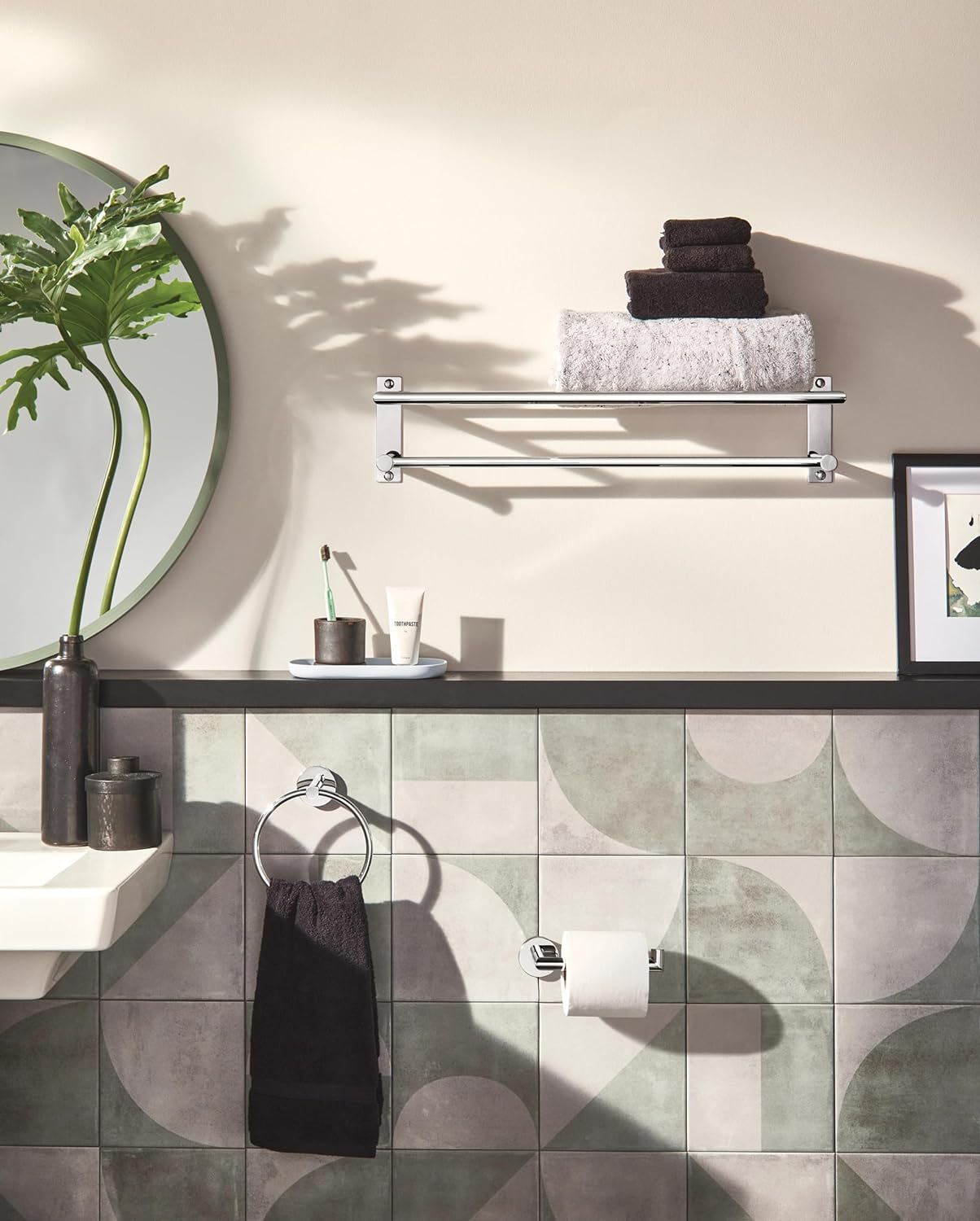 Moen Y5709BCH – Soporte moderno para papel higiénico de un solo poste, cromado