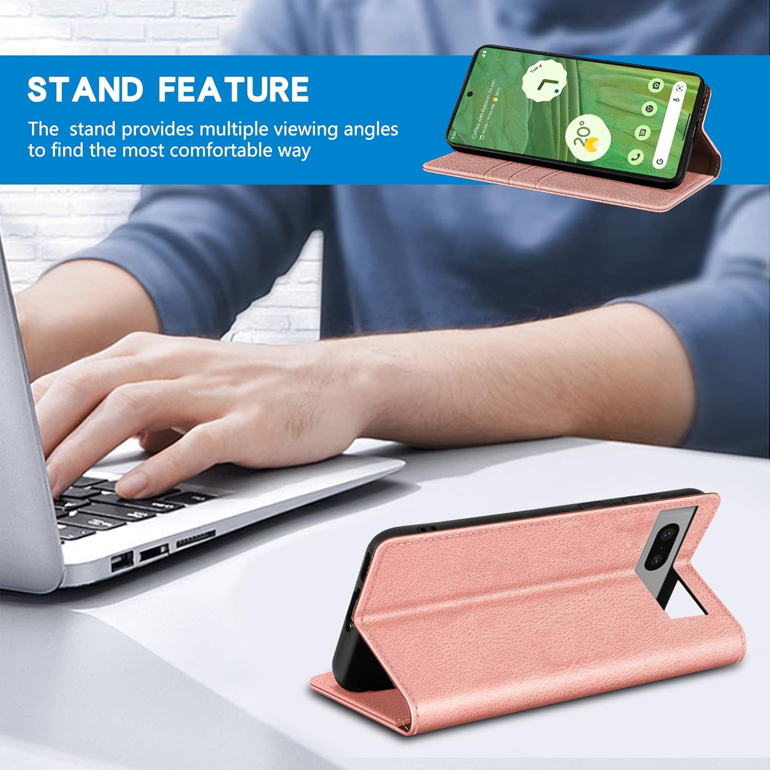 ZZXX Funda tipo cartera para Google Pixel 7 con bloqueo RFID, soporte de ranura para tarjetas, funda protectora de cuero magnético fuerte plegable