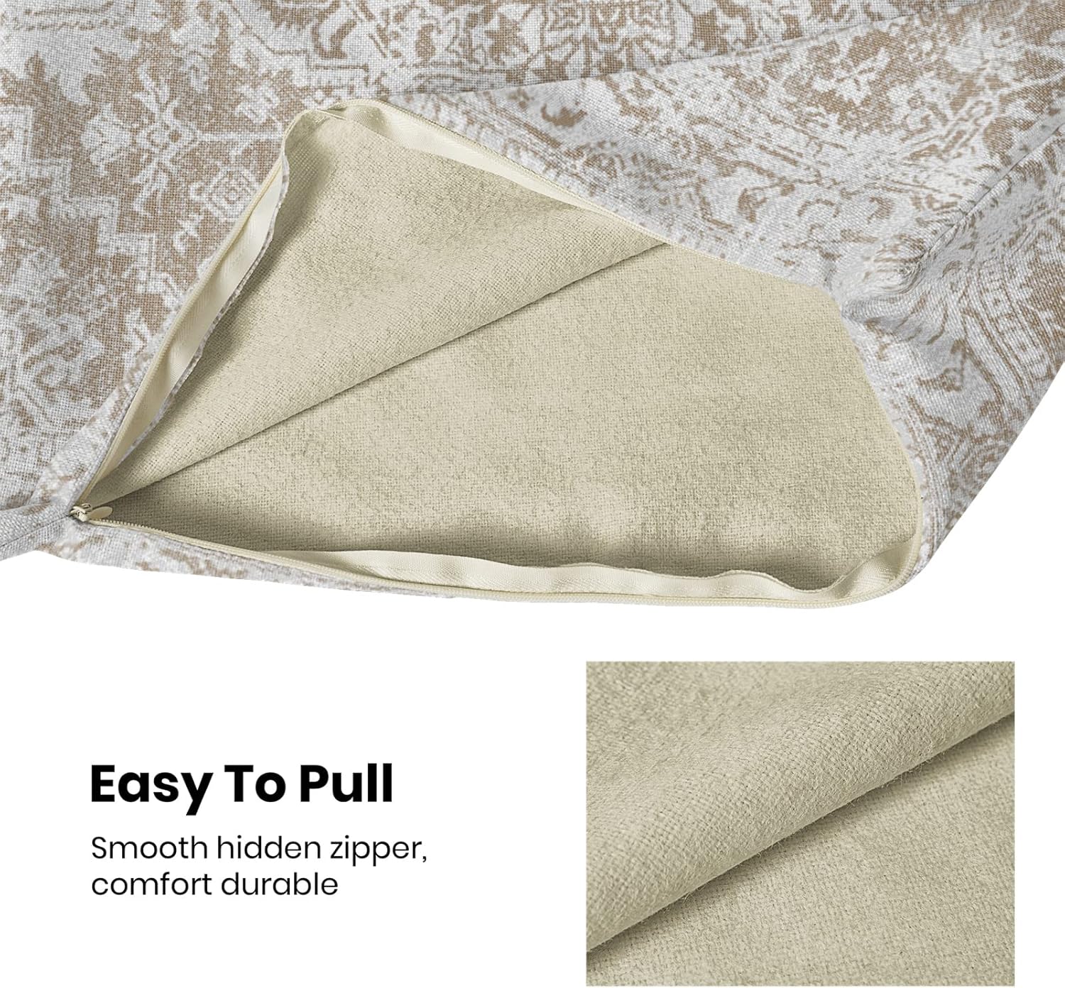 Juego de 3 fundas de almohada bohemias de 16 x 16 pulgadas, fundas de cojín con patrón de alfombra, diseño étnico marrón, beige, blanco, para