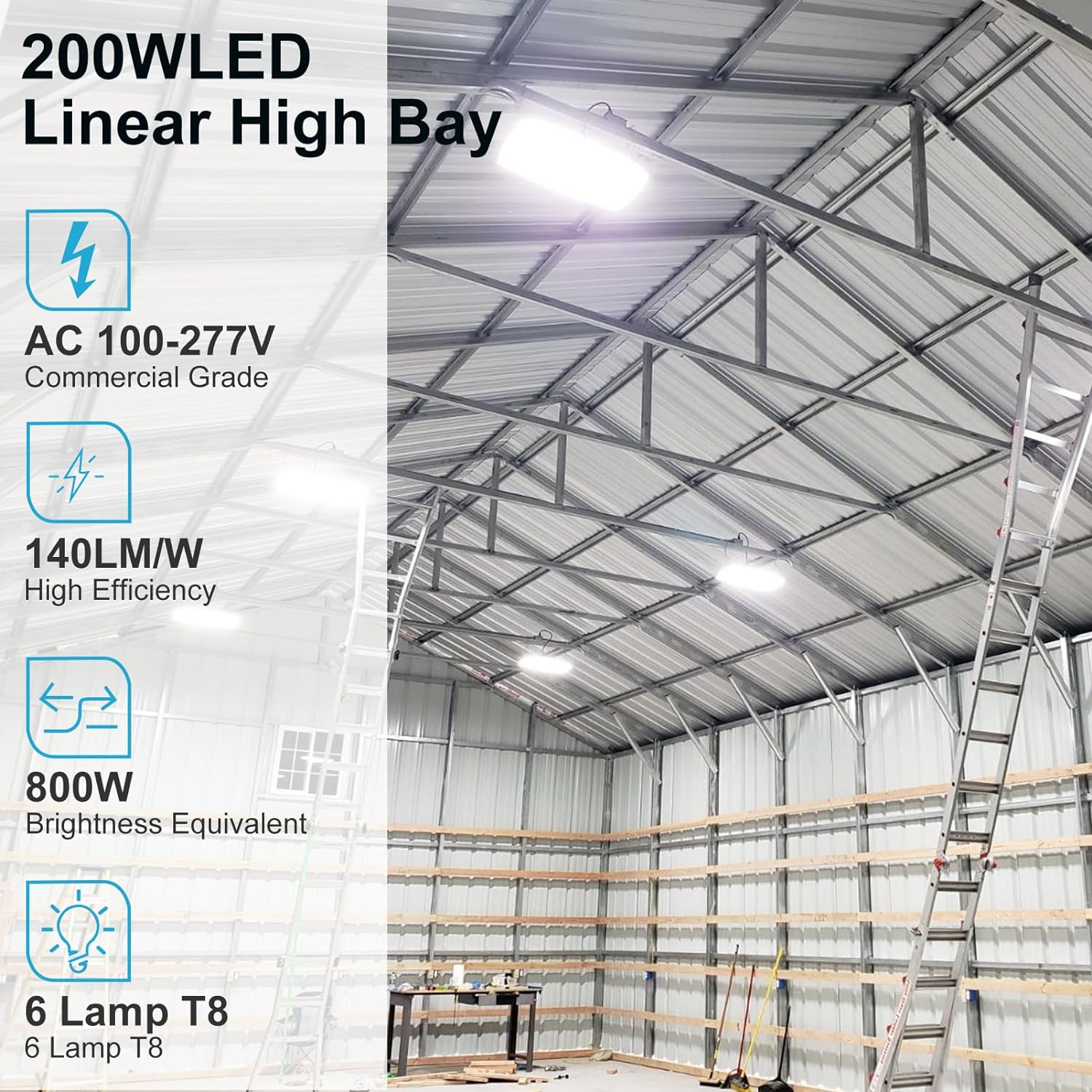 Lightdot Paquete de 8 luces LED para tienda de bahía alta, 2 pies, 150 W, 21500 lúmenes, 140 LMW 600 W HPS equivalente Luz de día de 5000 K, luz