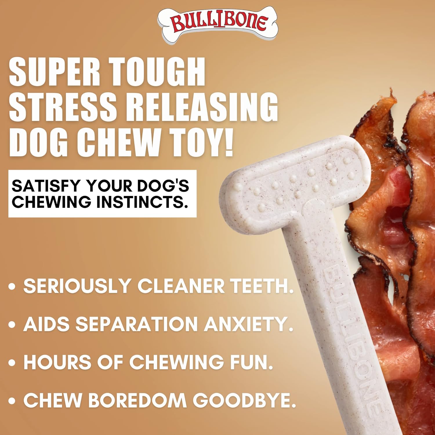 Bullibone Hueso de juguete de nailon para masticar para perros, mejora la higiene dental, parte inferior fácil de agarrar e impregnado de sabor
