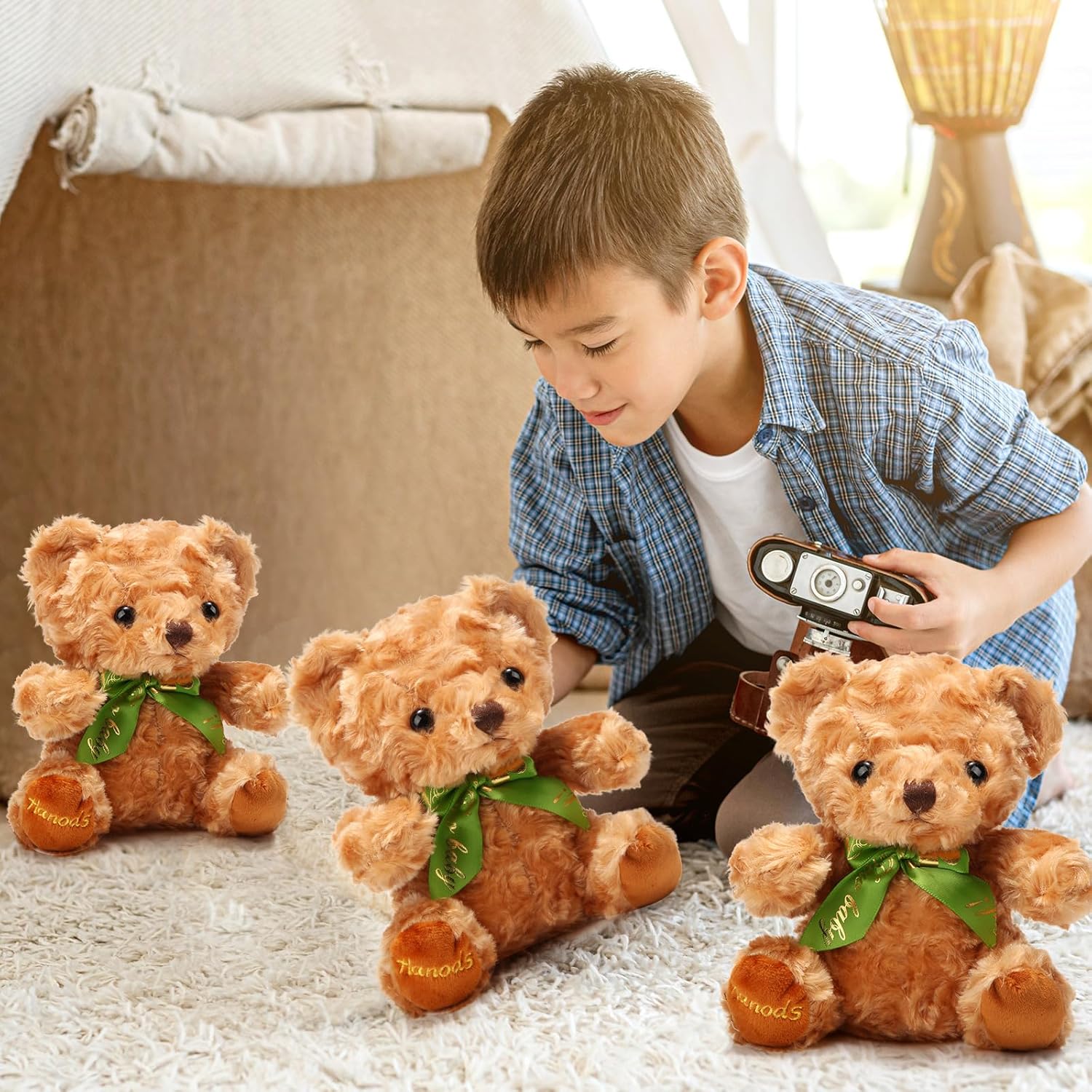 10 piezas de osos de peluche suave, lindos osos para niños y niñas, cumpleaños, día de San Valentín, baby shower, oso recuerdo de fiesta (marrón
