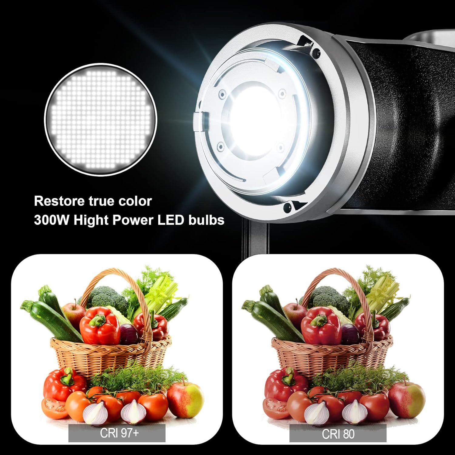 GVM – Luz de video LED de 300 W, CRI 97+ 5600k, 91500