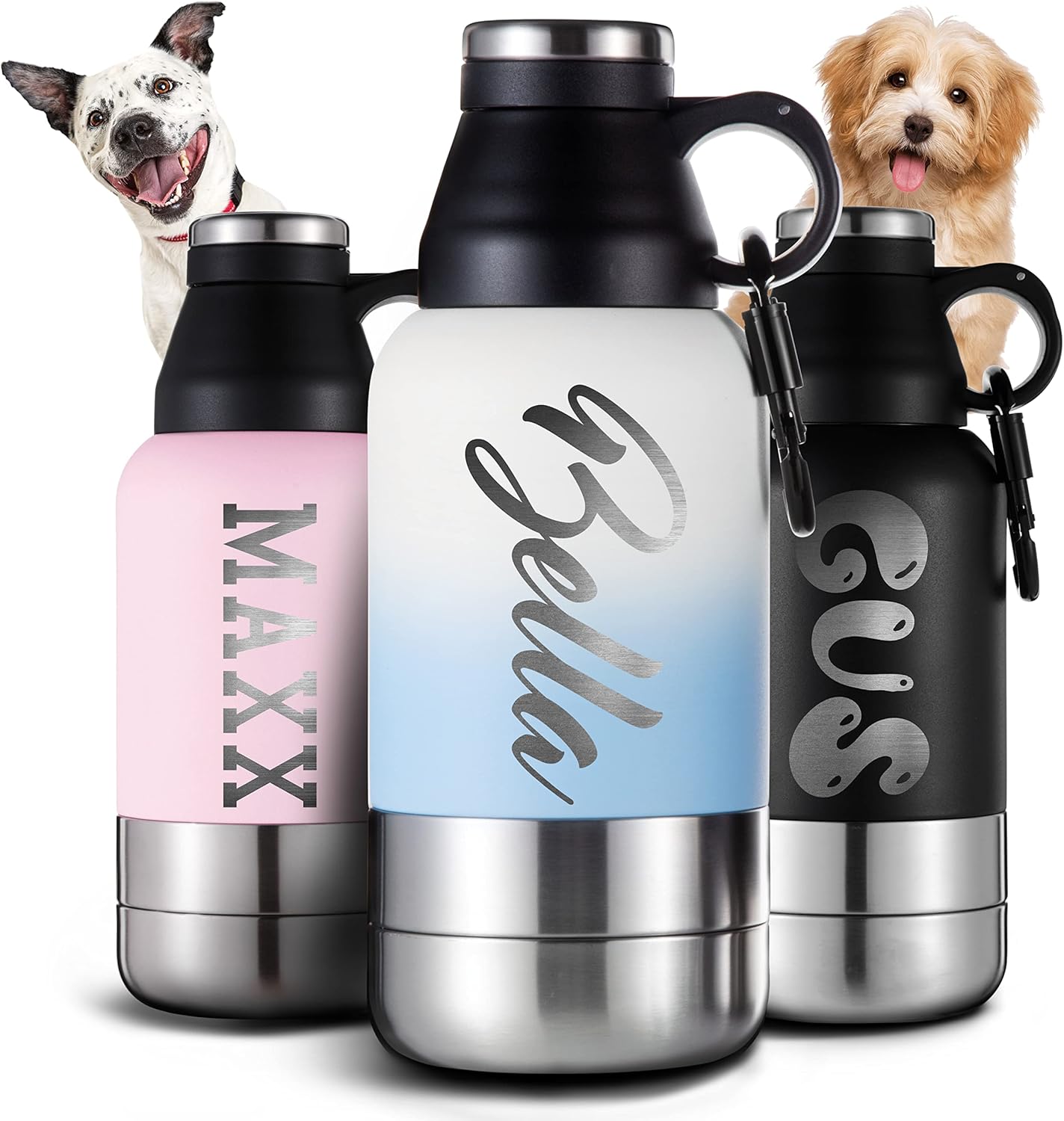 32oz Personalized Dog Portable Water Bottle, Dog Water Bottle for Travel, Puppy Water Bottle, Dog Travel Kit for Medium Dogs, Dog Water Bowl