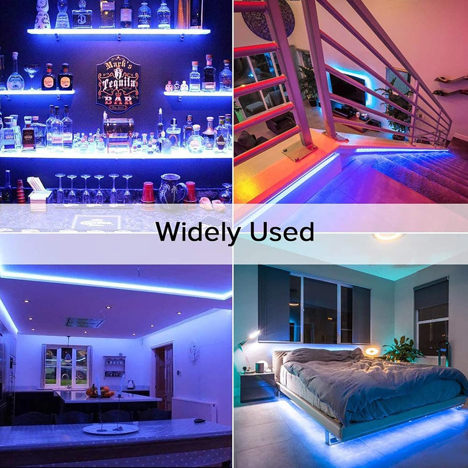 Tira de luz LED COB azul de 32.8 pies (32.8 ft) DC 24 V, IP65, impermeable, 3840 LED, brillo uniforme, sin puntos, cinta de luces LED flexibles para