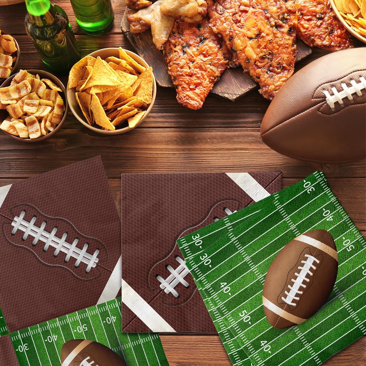 Suministros de fiesta de cumpleaños de fútbol, 40 servilletas de fiesta de fútbol, decoración de mesa temática de fútbol para touchdown fiesta de