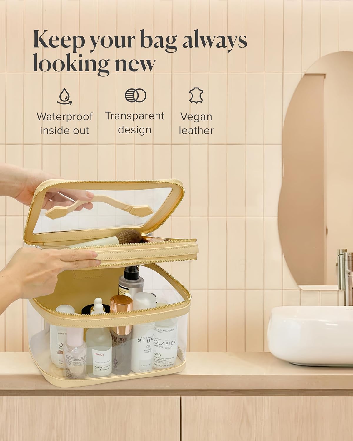 Bolsa de maquillaje transparente para cosméticos, bolsa de maquillaje para mujeres, bolsa de maquillaje grande, organizador de maquillaje, bolsa