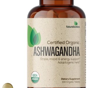 Futurebiotics Ashwagandha orgánica certificada, hierba adaptogénica de apoyo al estrés y energía, sin OMG, 100 tabletas orgánicas Futurebiotics Ashwagandha orgánica certificada, hierba adaptogénica de apoyo al estrés y energía, sin OMG, 100 tabletas orgánicas